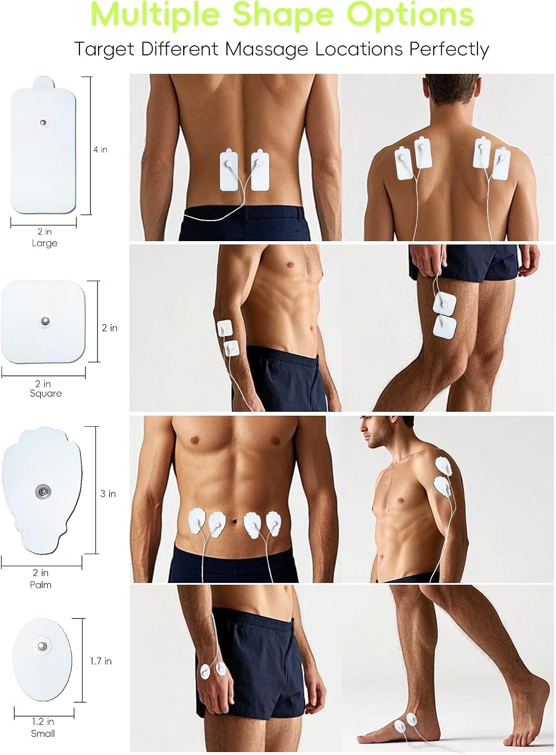TENS Unit Pads 20PC Reusable Hydrogel Universal EMS Pain Relief Electrodes Wire