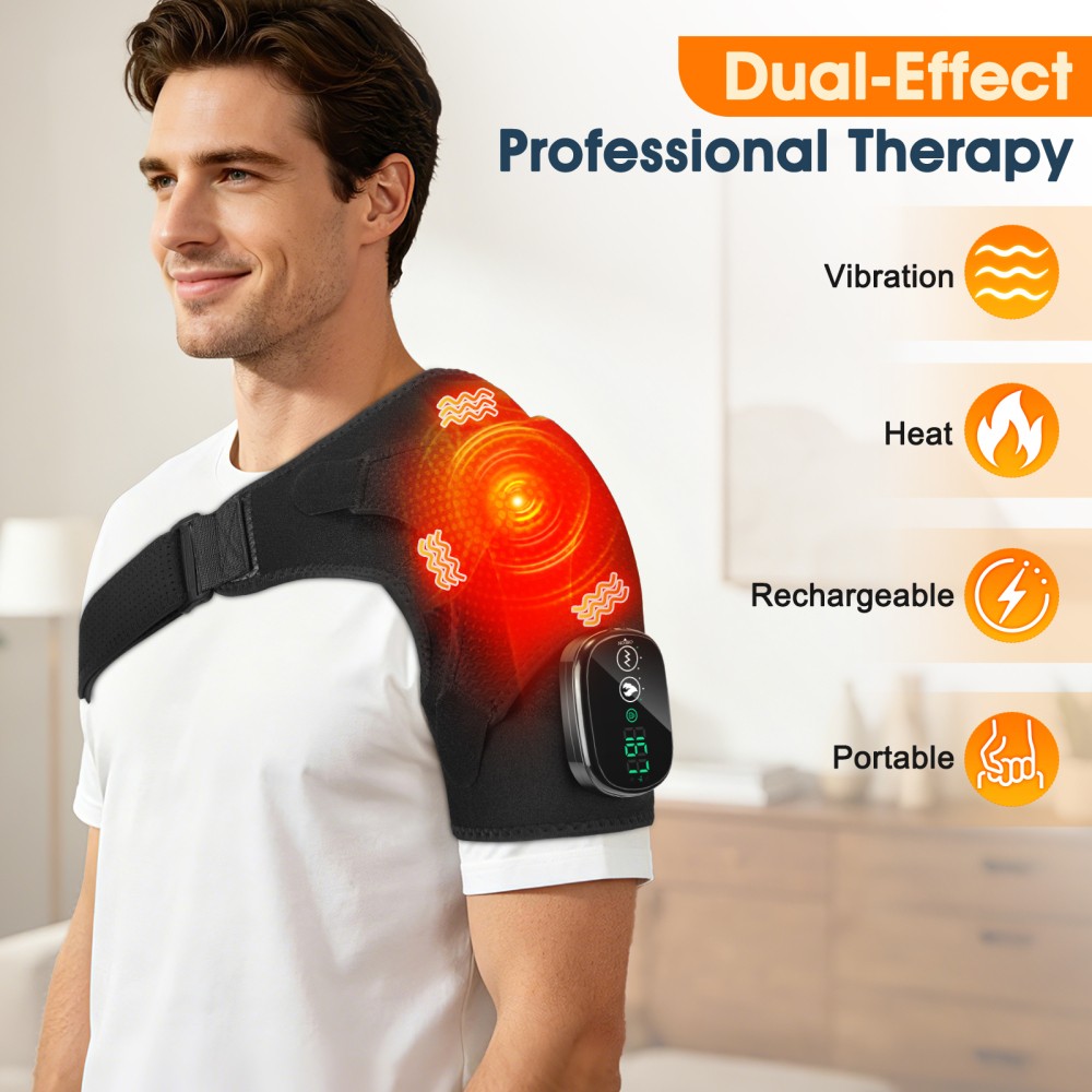 Shoulder Massager Heating Vibration Rotator Cuff Shoulder Brace for Pain Relief