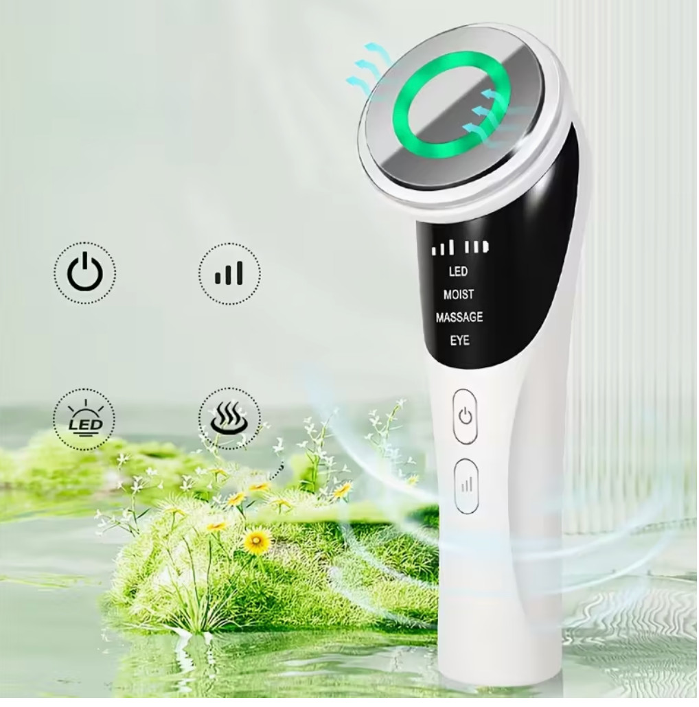 Facial & Neck 4-in-1 Massager with LED Light, Vibration & Heat – Portable Beauty