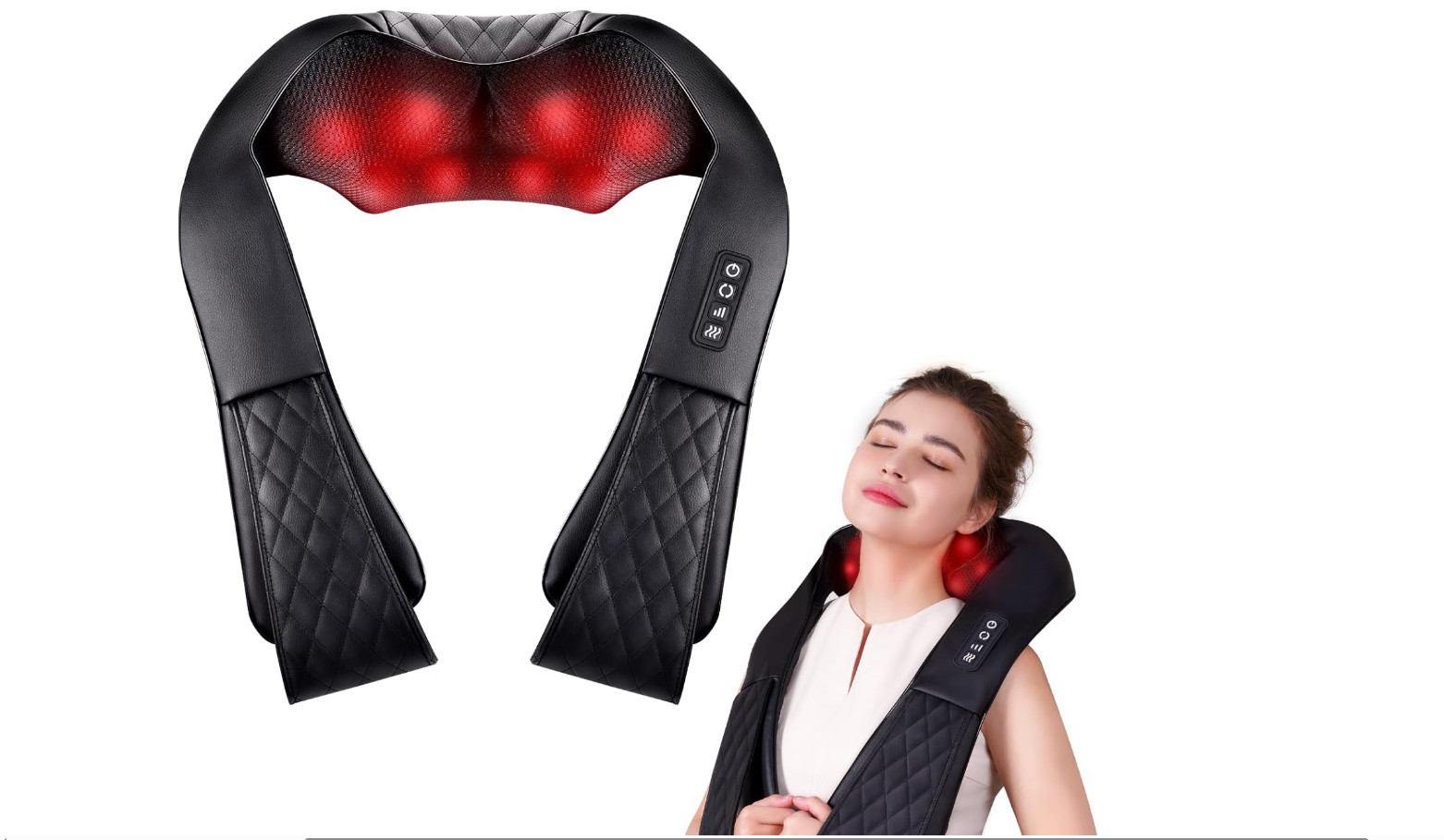 Shiatsu Neck & Back Massager with Heat – 4D Kneading Shoulder Pillow
