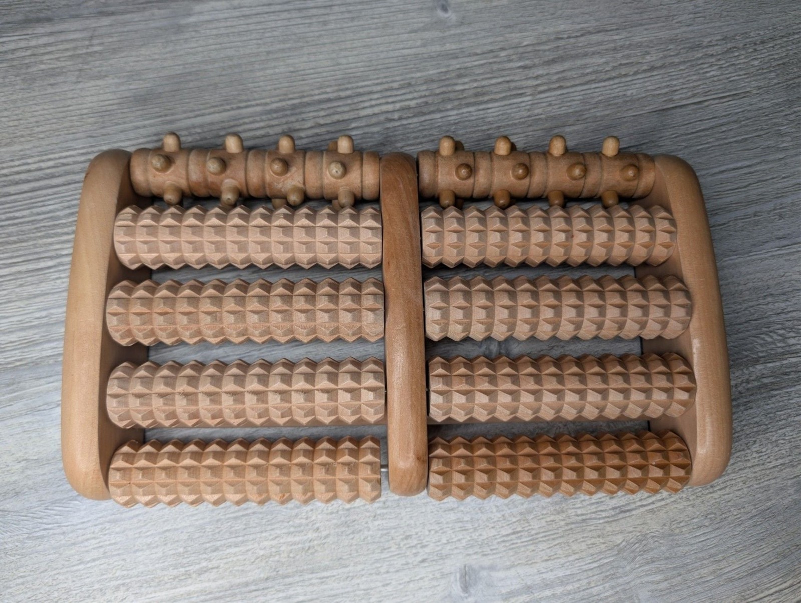 TheraFlow Large Dual Wooden Foot Massager Roller for Plantar Fasciitis Relief