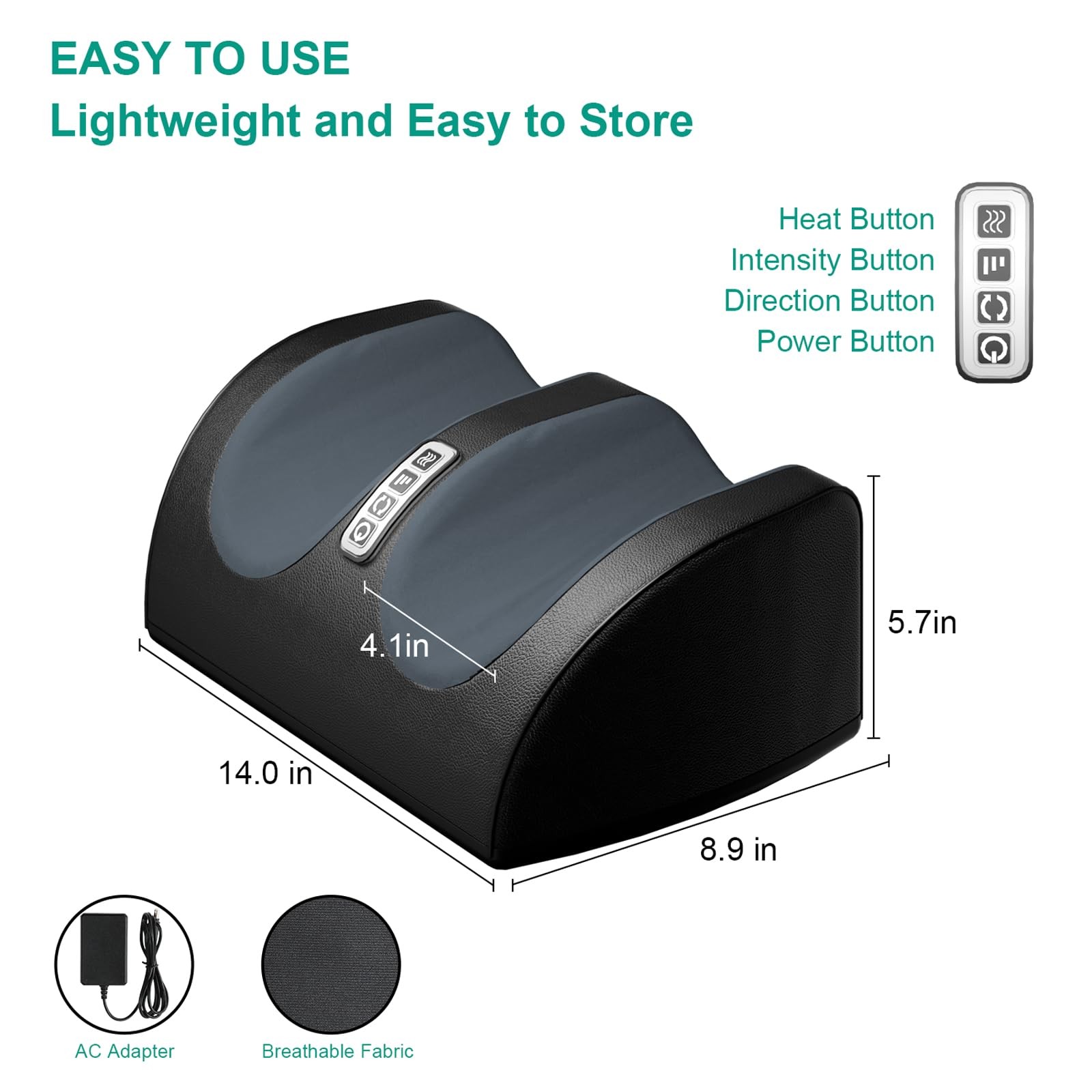 Shiatsu Foot Massager with Heat, 2.6 lbs, FSA Eligible – Relaxing Foot & Calf