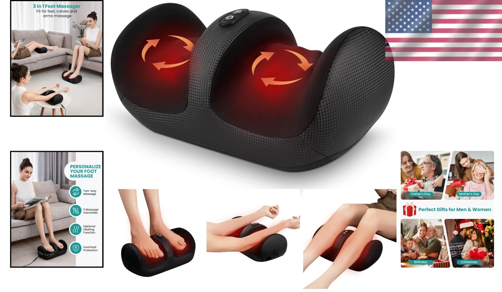 Electric Foot Massager with Heat & 3 Intensity Modes – Stress Relief Tool