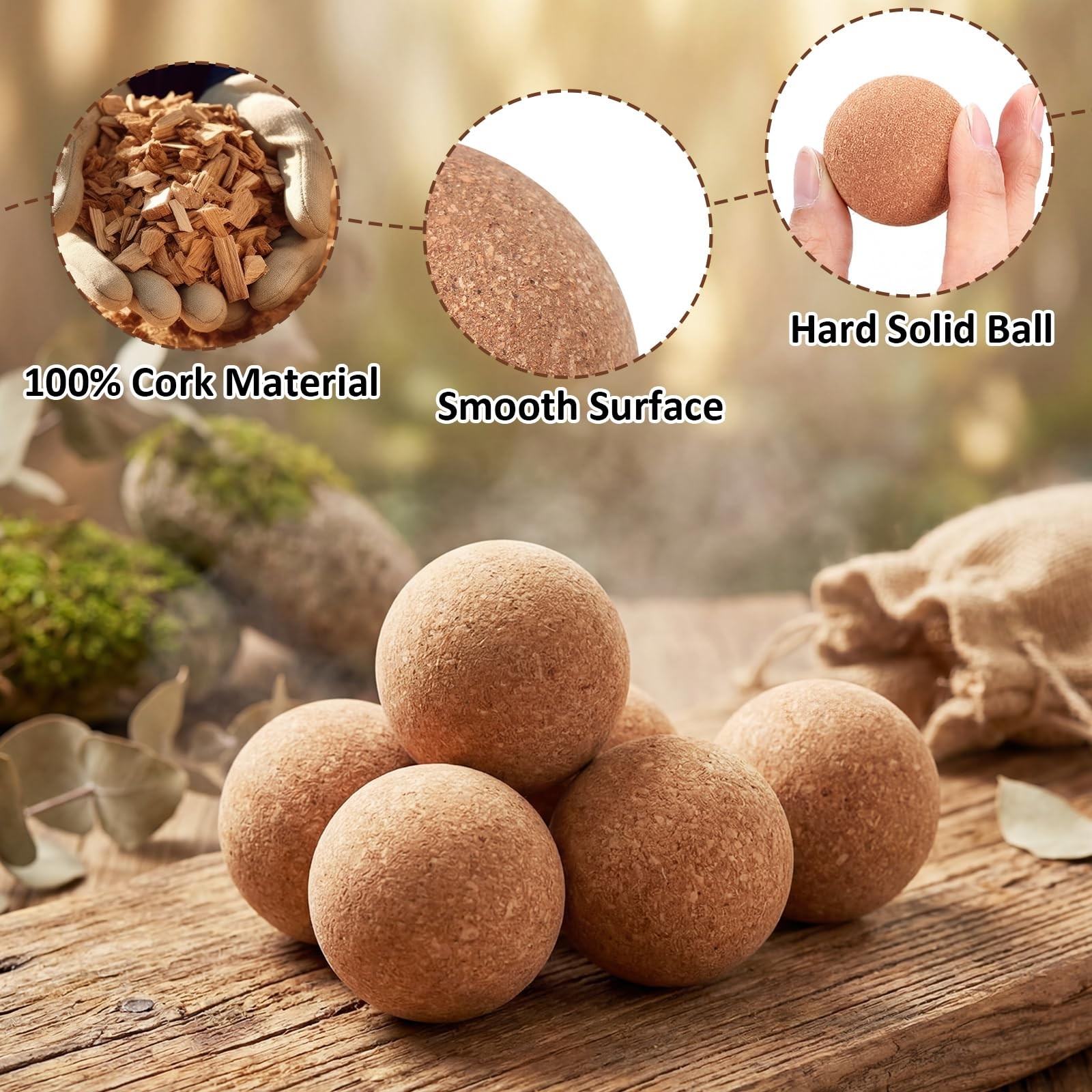 Novabright 100 Pack Cork Massage Ball 1.4 Inch Mini Myofascial Release Pressu…