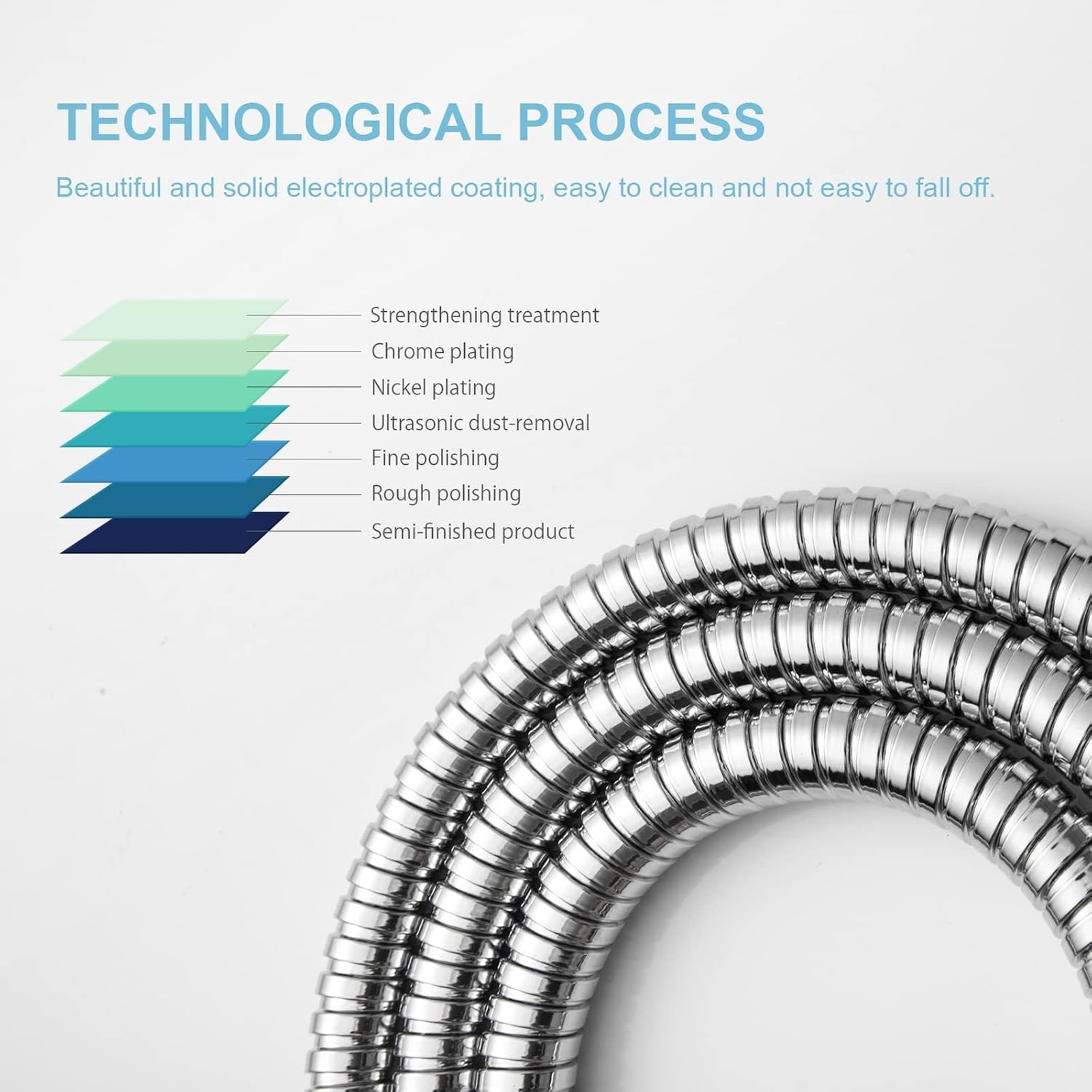 Shower Hose Stainless Steel 48 Inch Bidet Spray Flexible Water Connector Chrome