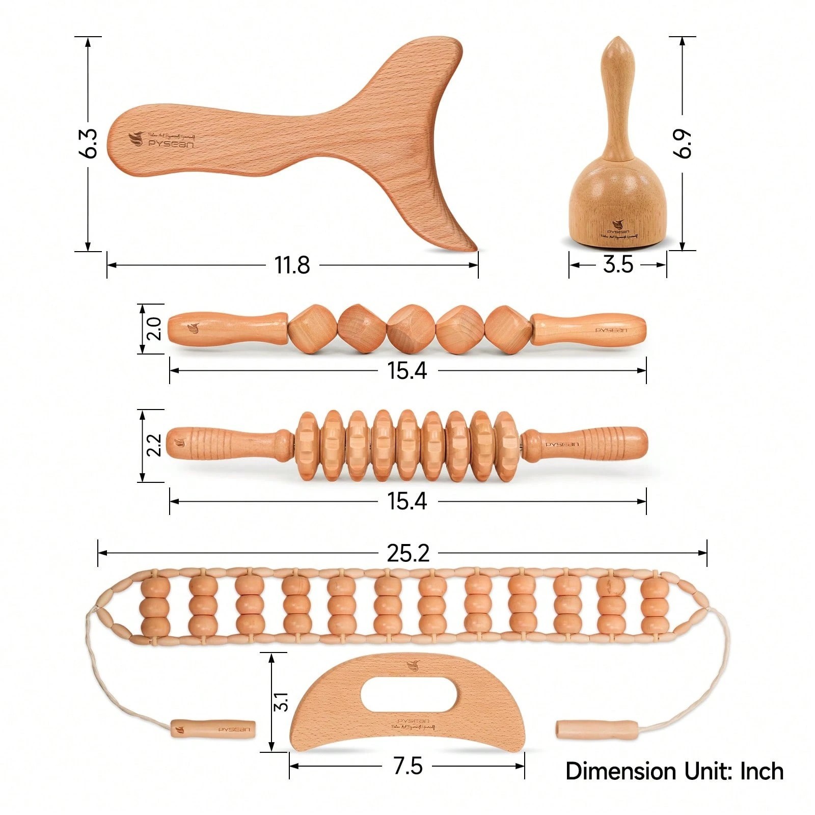 6 In 1 Wood Massage Tool Set for Body Sculpting Lymphatic Drainage and Pain Reli