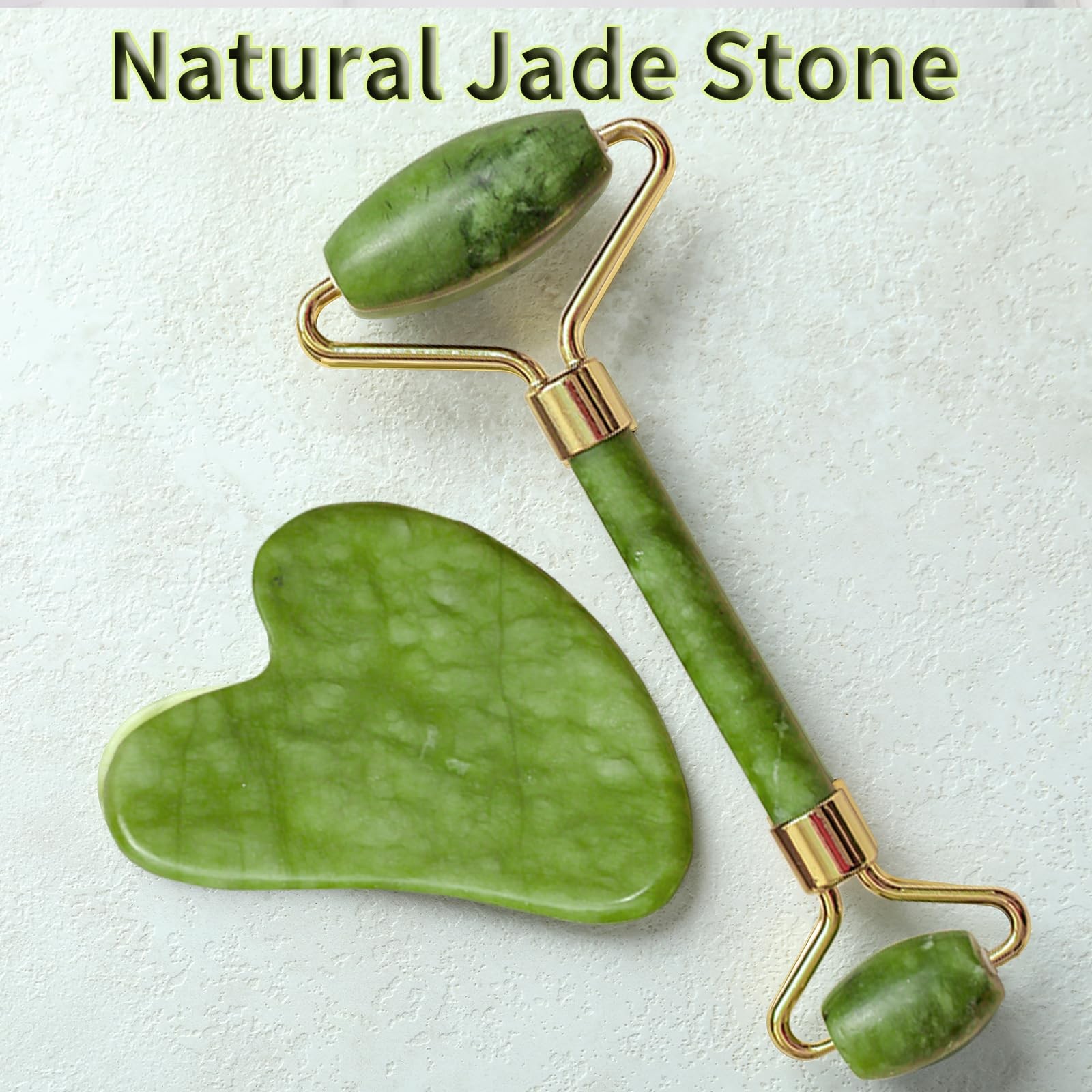 Jade Roller & Gua Sha Set, Ice Roller for Puffiness and Jawline Sculpting, Na…