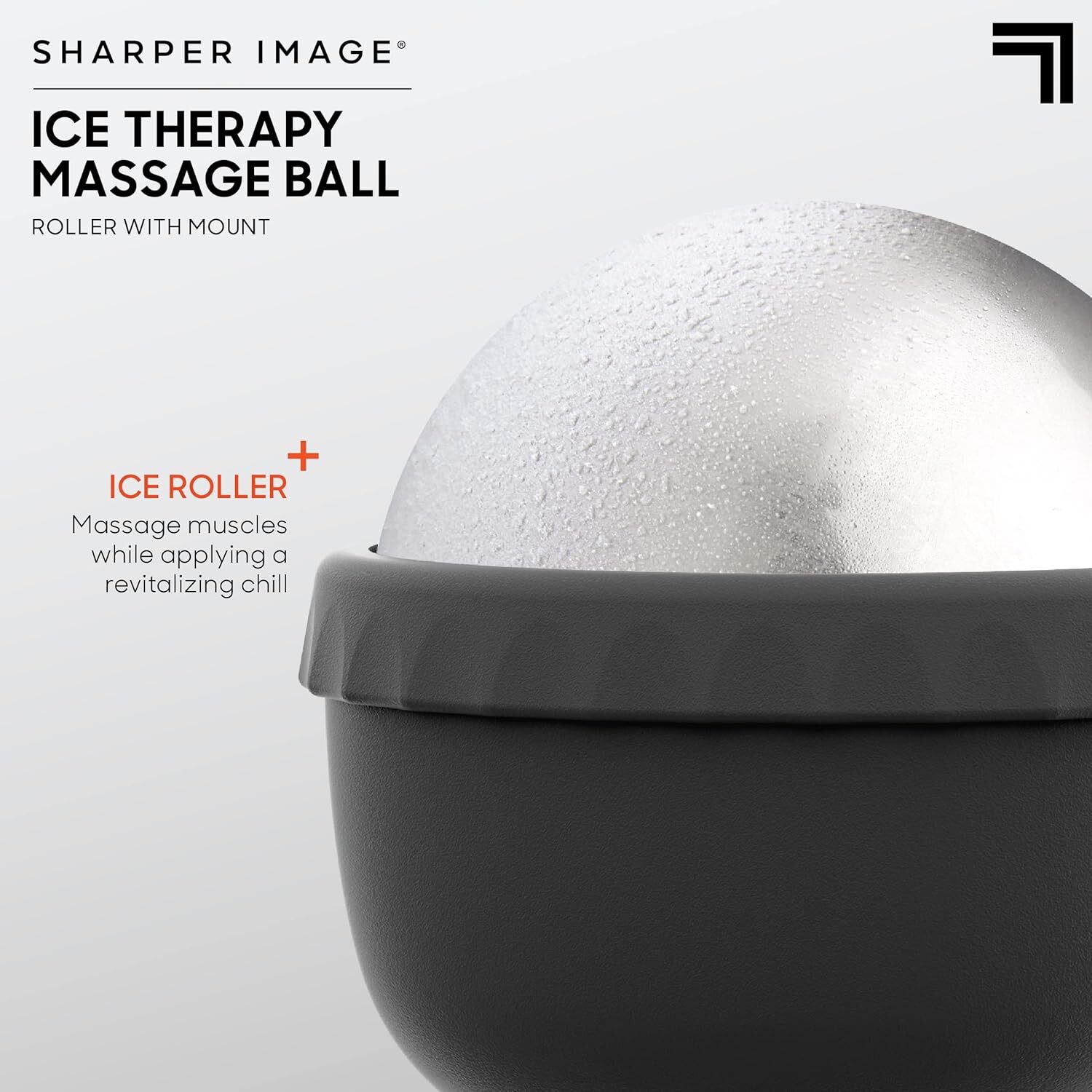 Sharper Image Ice Therapy Massage Ball with Suction Wall Mount, Liquid-Cool Core
