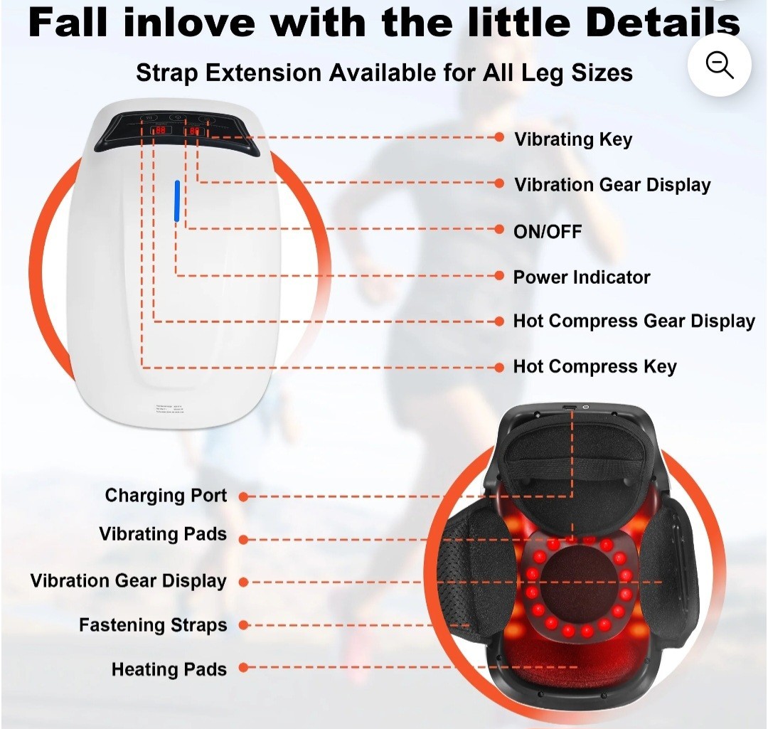 4-in-1 Knee Massager with Heat, Vibration, Red Light & Electrode Therapy, Cordle