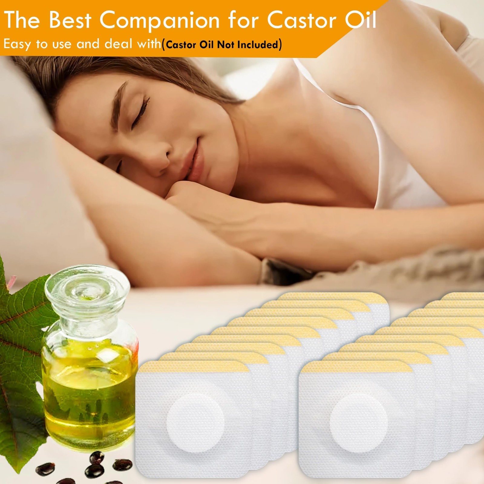 54 Pack Disposable Castor Oil Pack Wrap for Belly Button, 3.2 Inches Castor O…