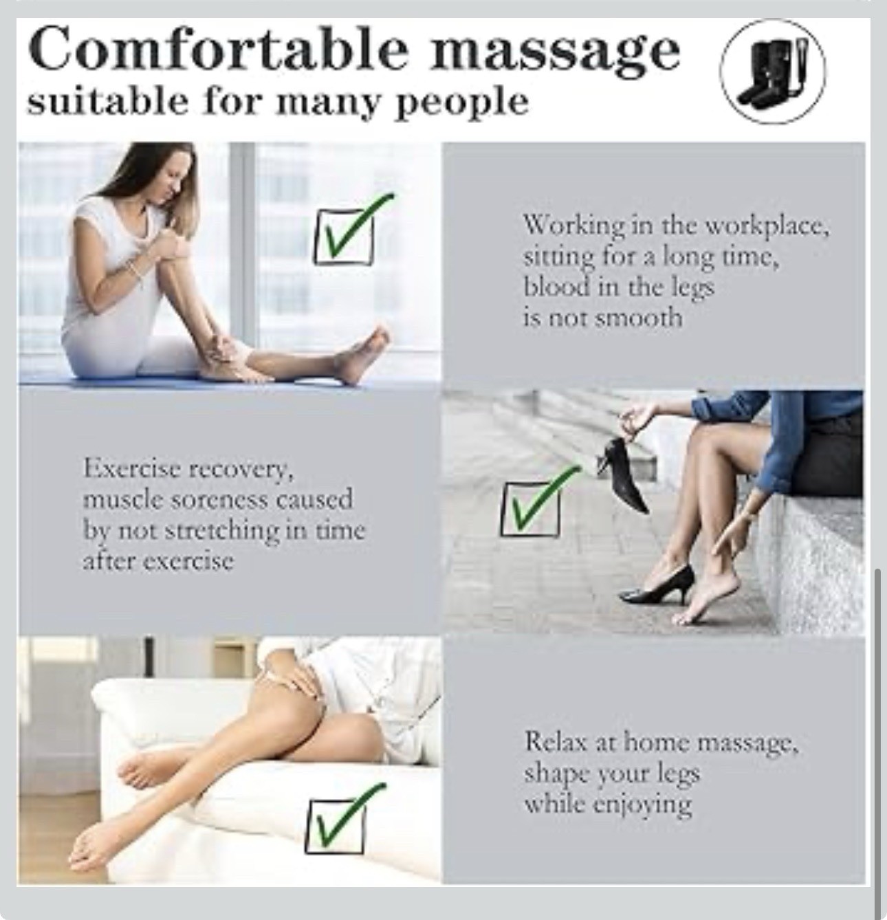 Air Compression Massager with Heat for Foot, Leg, Calf, Thigh, Knee