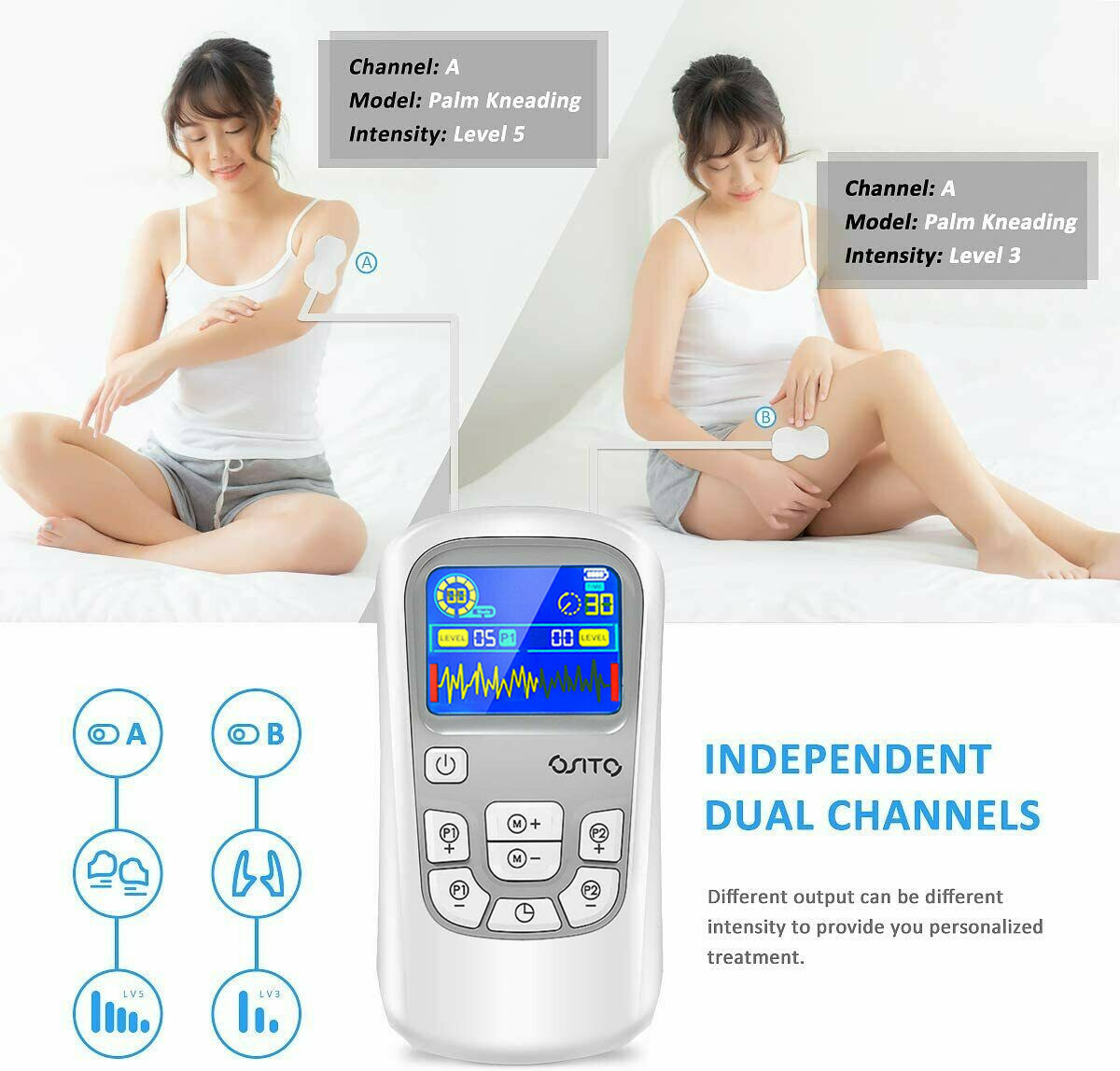 OSITO TENS Unit EMS Muscle Stimulator With TENS Pad 25 Massage Mode Rechargeable