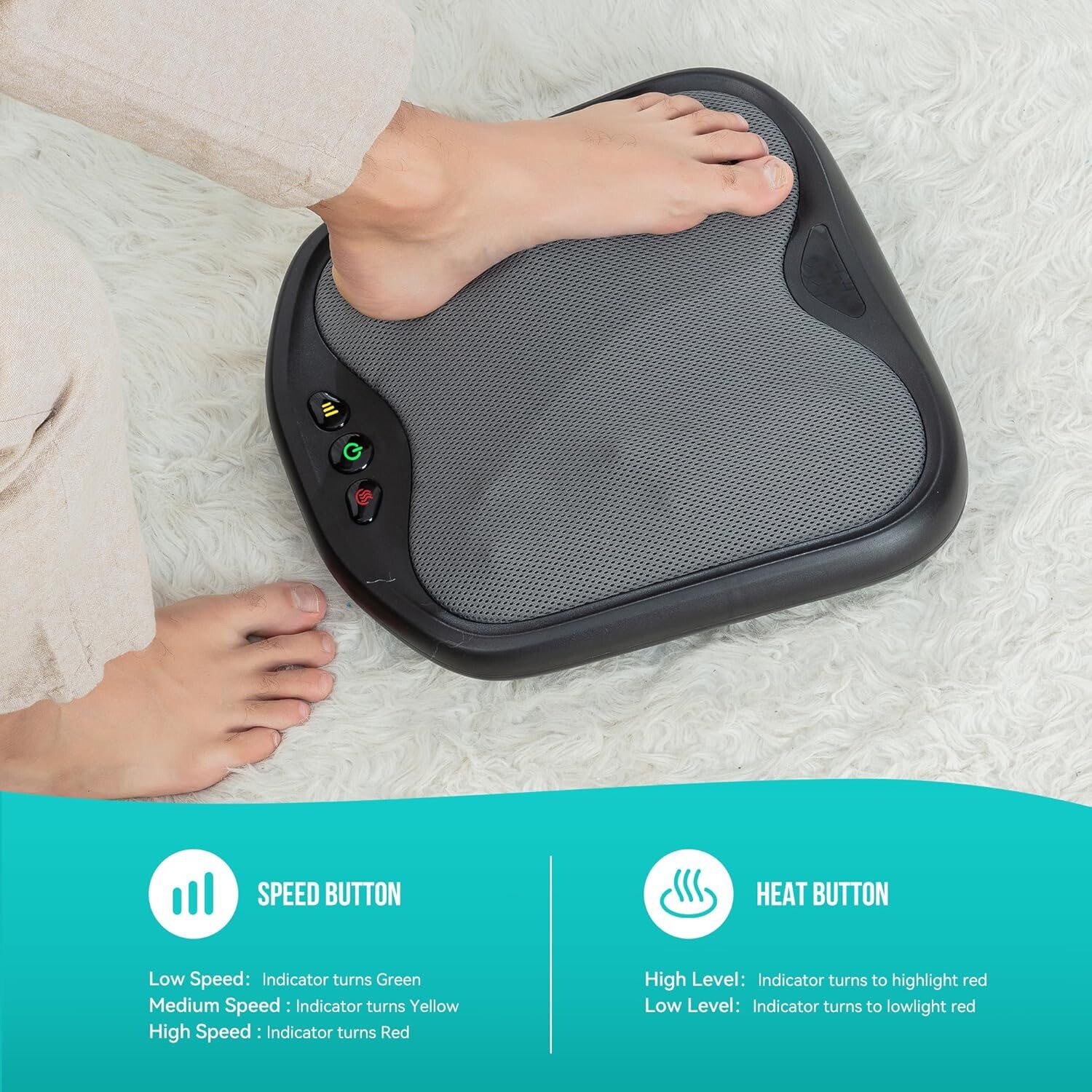 Masajeador de pies Shiatsu con calor, compatible con FSA y HSA, funda lavable..
