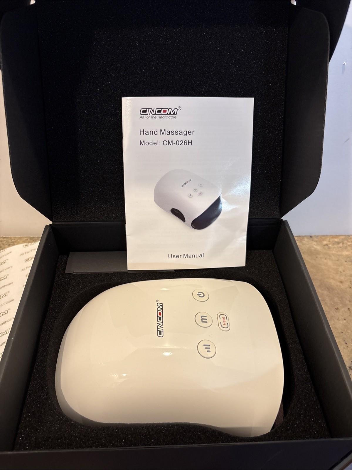 Working Cincom CM-026H White Rechargeable Cordless Hand Massager With Heat