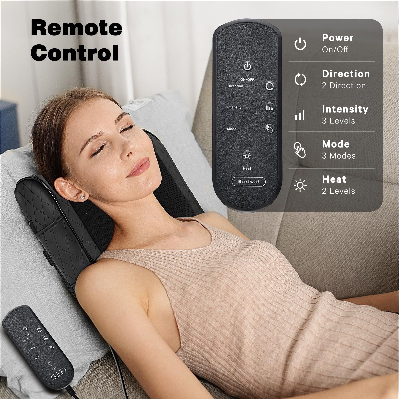 Boriwat Back Massager with Heat, Percussion & Shiatsu 2-in-1 Massager for Low…