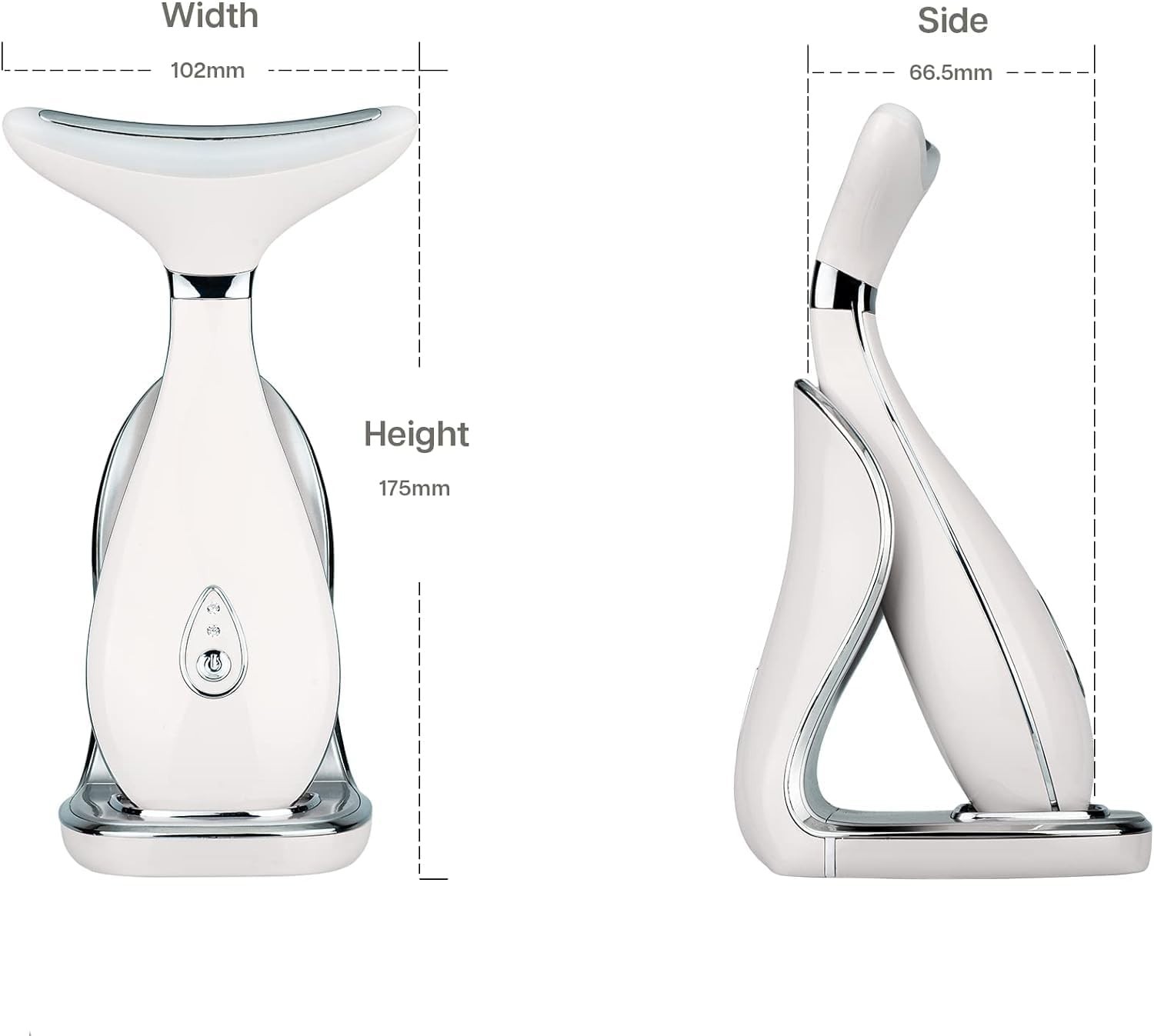 Neck & Face Massager with Thermal LED & Vibration – Anti-Aging Pearl White