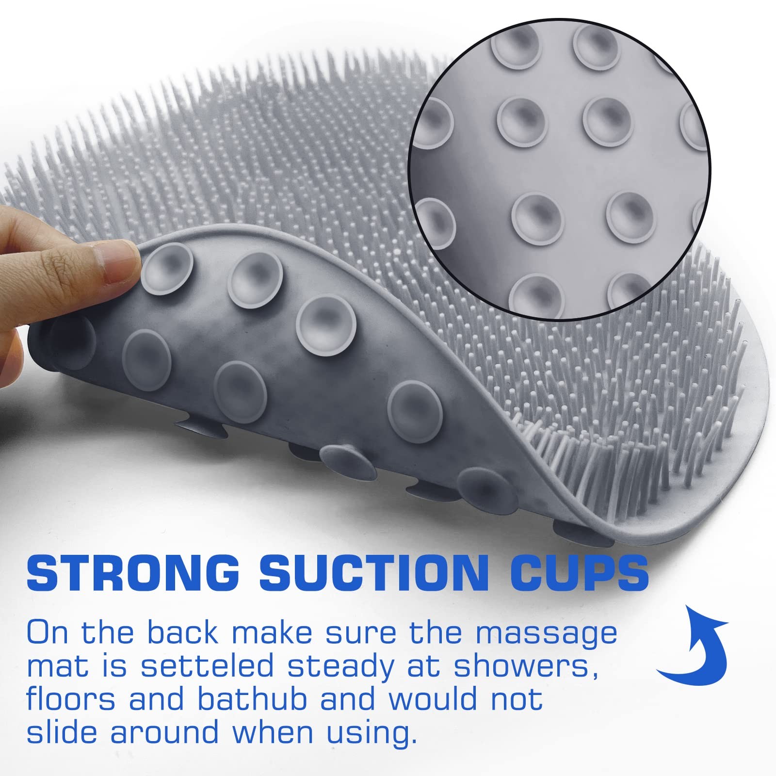 Shower Foot Scrubber Mat Back Washer Exfoliating Bath Wash Pad Wall Mounted Slip