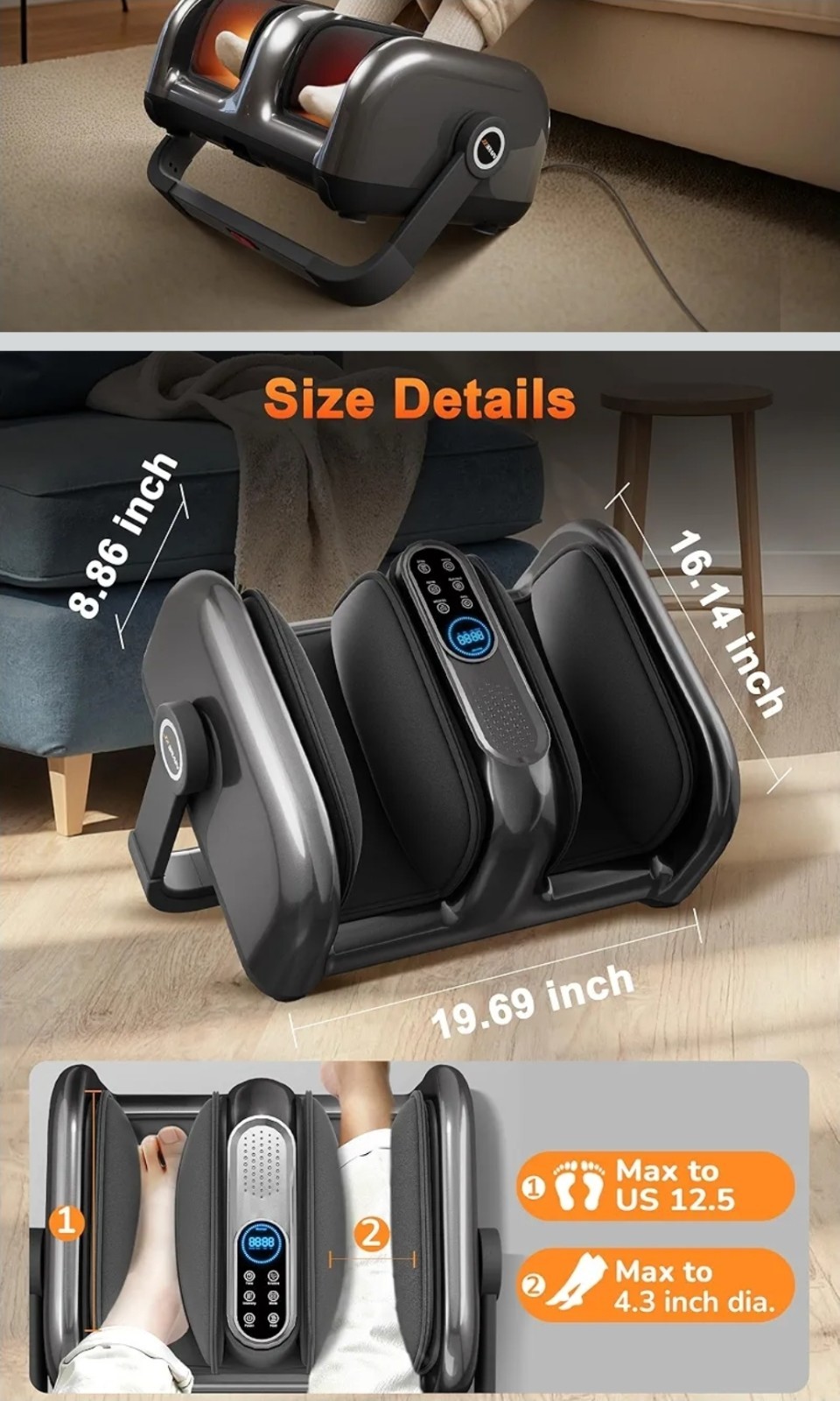 Shiatsu Foot Massager with Heat – Deep Kneading, Vibration for Plantar Fasciitis