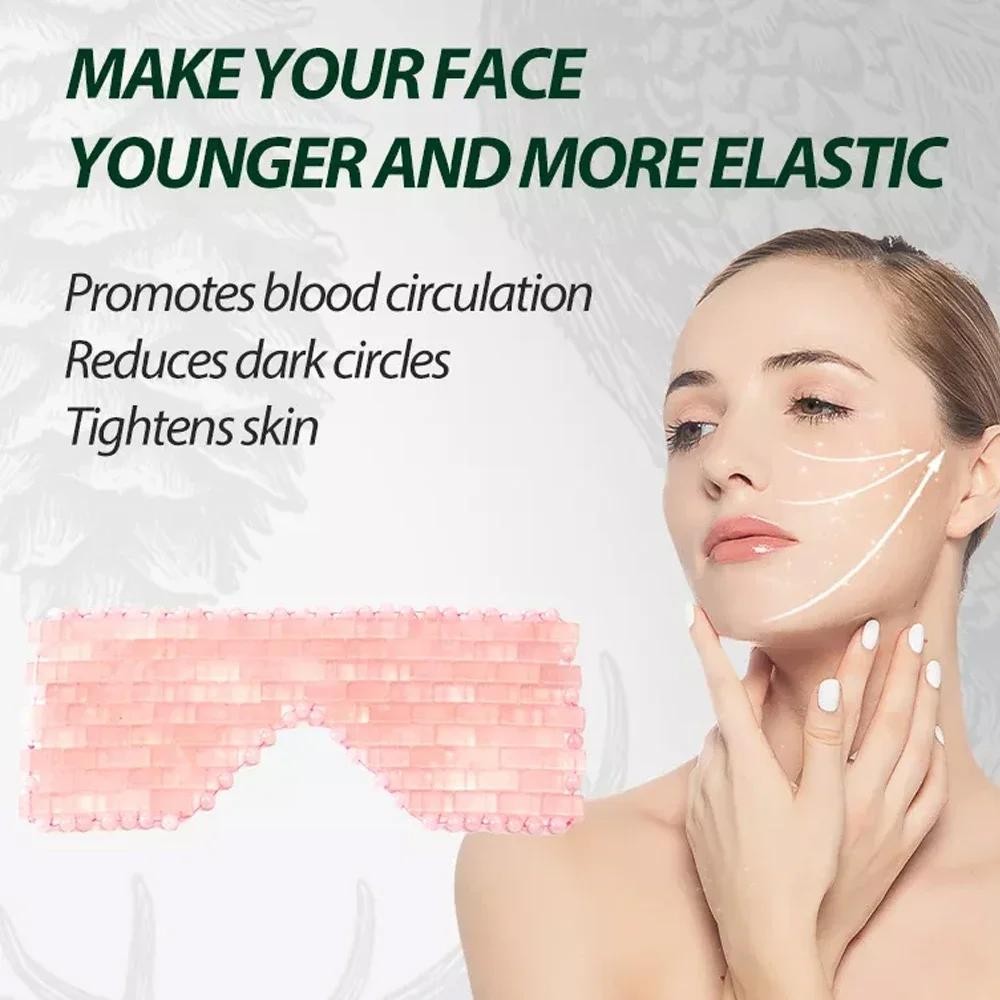 Natural Rose Quartz Eye Mask Massager Jade Relax Sleep Massage Tools Care Stone