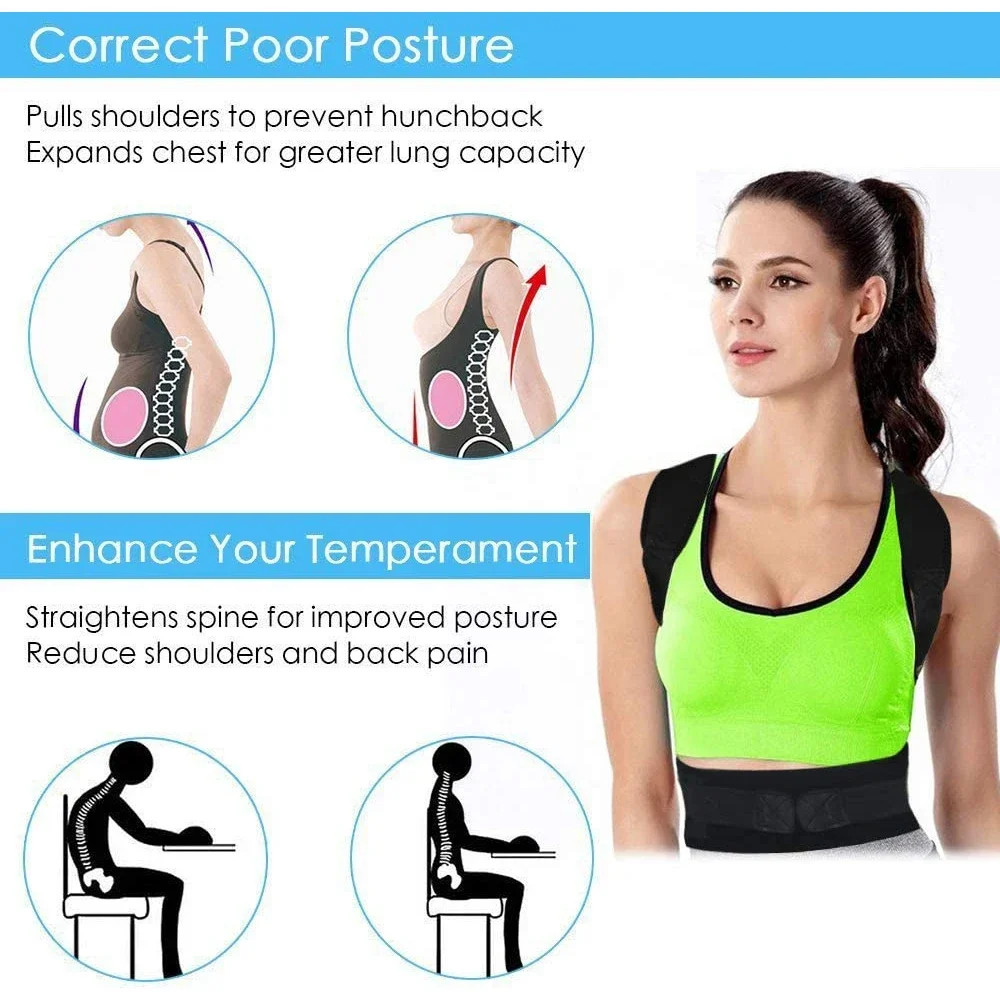 NEOPRENE MAGNETIC POSTURE CORRECTOR BAD BACK LUMBAR BELT BRACE SHOULDER SUPPORT