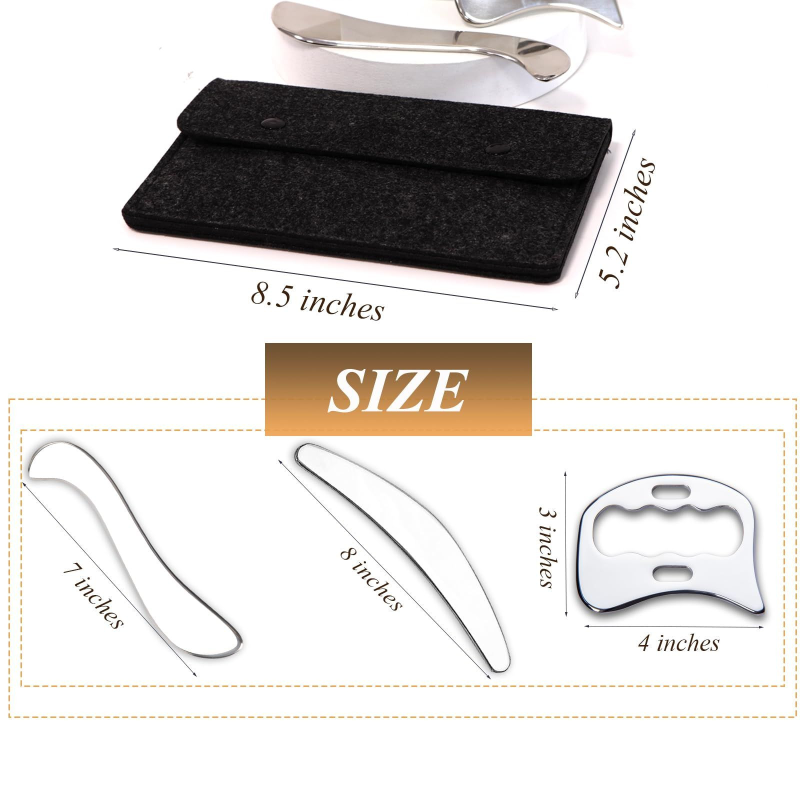 FeelFree Sport 3 in 1 Muscle Scraper Tool-Gua Sha Scraping Tool Silver
