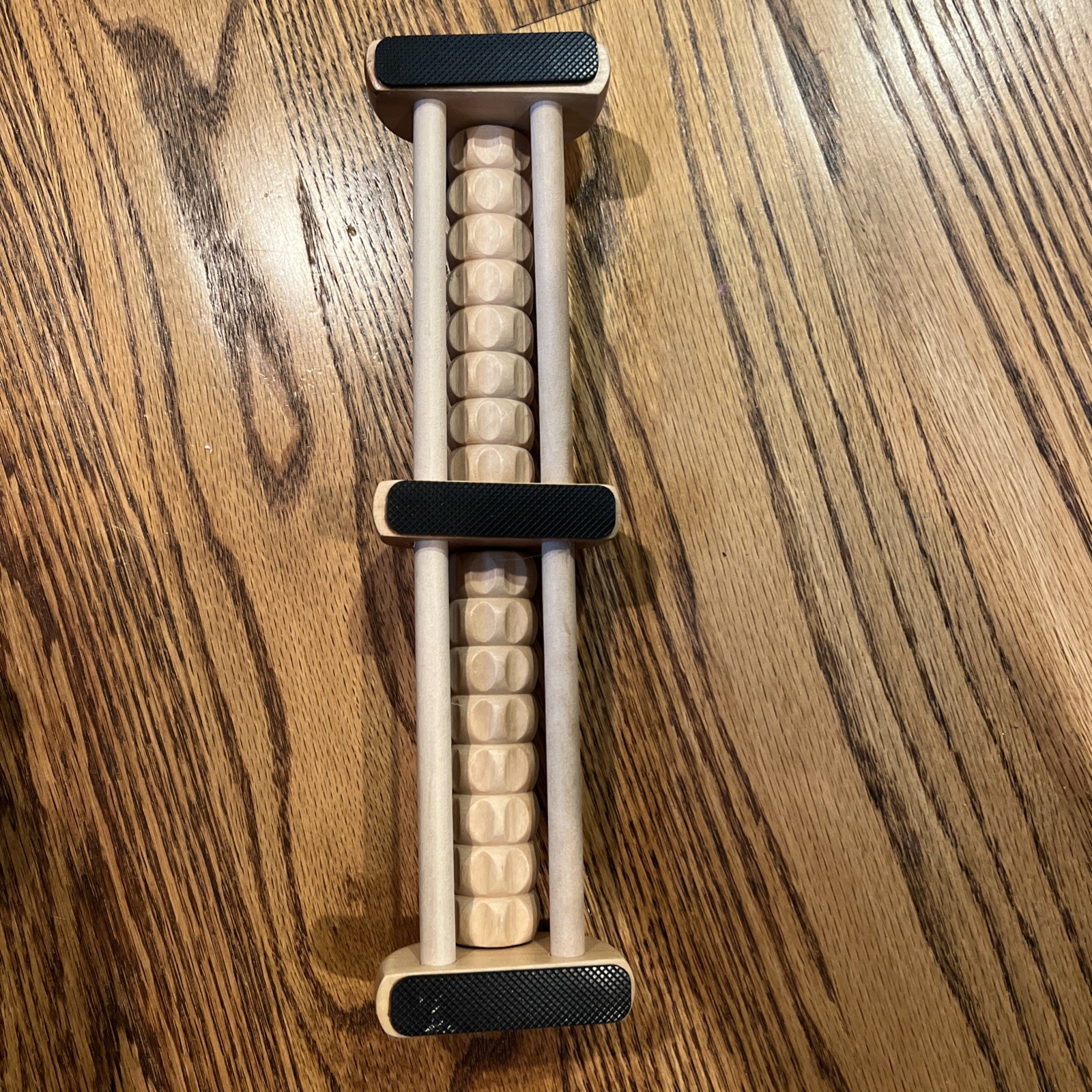 THERAFLOW Wood Foot Massager Dual Roller in Single Row Feet Therapy