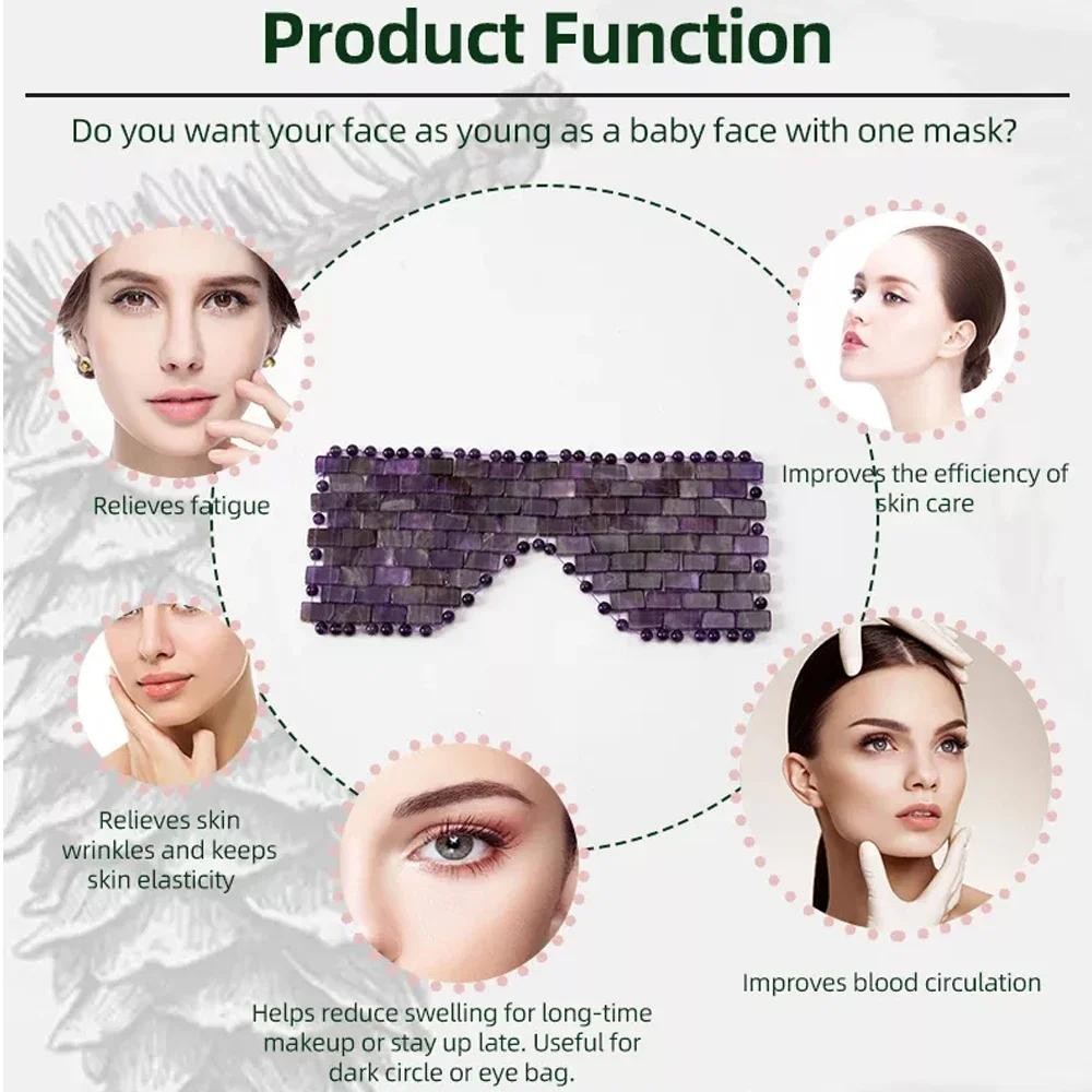 Natural Rose Quartz Eye Mask Massager Jade Relax Sleep Massage Tools Care Stone