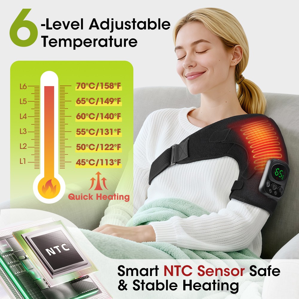 Smart App Controlled Heating Massager High Frequency Vibration Shoulder Care