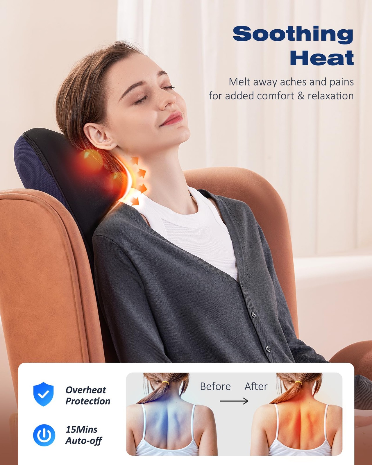 Shiatsu Neck and Back Massager with Heat, Neck and Shoulder Massagers, Deep T…