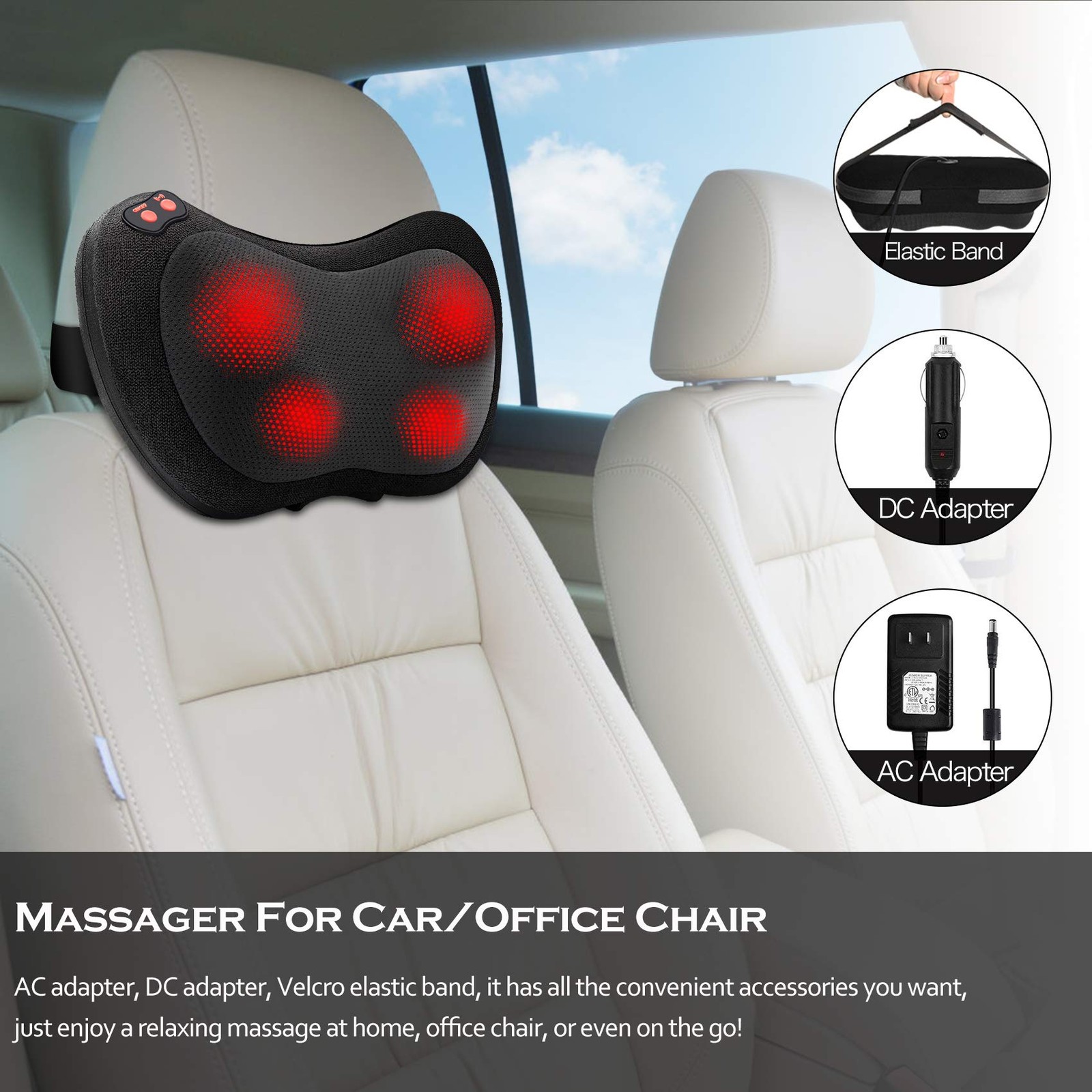 Papillon Shiatsu Neck Back Shoulder Massager with Heat for Pain Relief