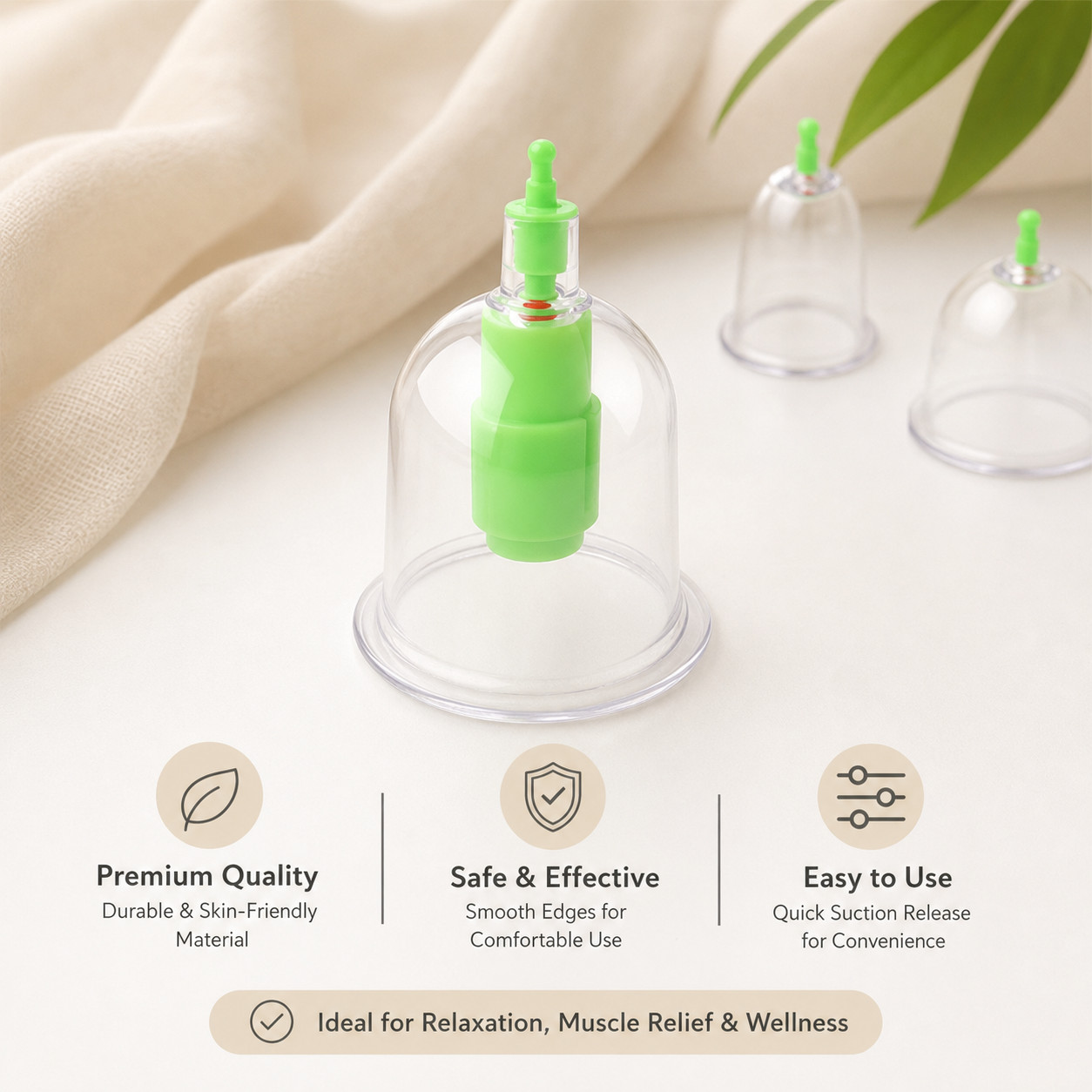 Vacuum Cupping Set Massage Suction Cups Meridian Therapy Anti Cellulite No Pain