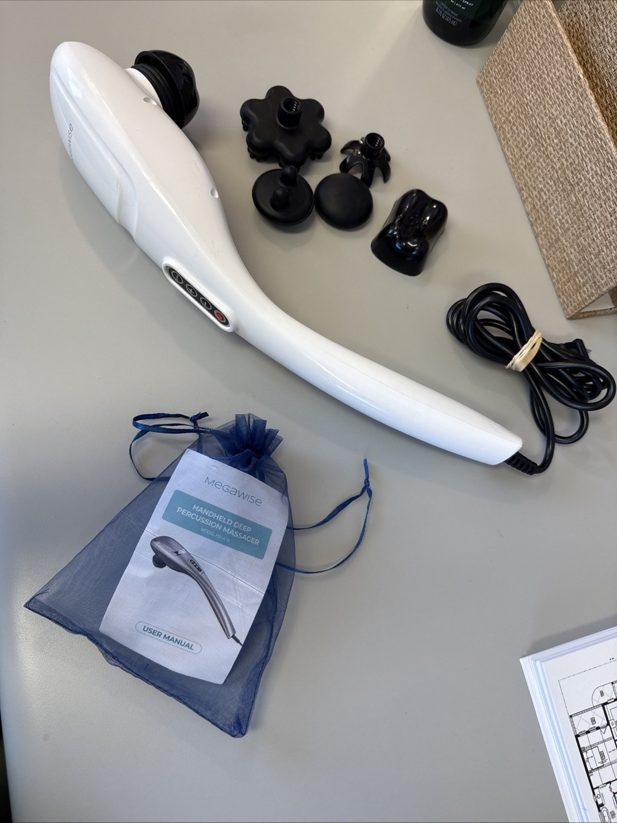 MEGAWISE Handheld Back Massager | Deep Tissue Percussion Massage for Back, Neck,
