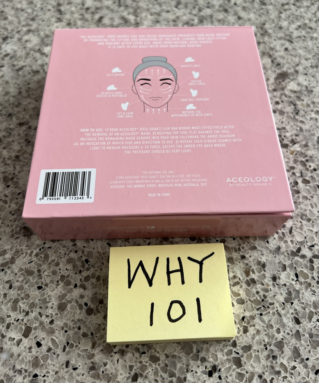 ACEOLOGY Rose Quartz GUA SHA Facial Massager Lift, Contour & Smooth Full SZ $45