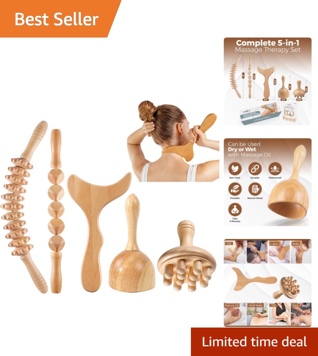 5-Piece Massage Tools Kit for Body Contouring & Muscle Relaxation – Spa-Quality
