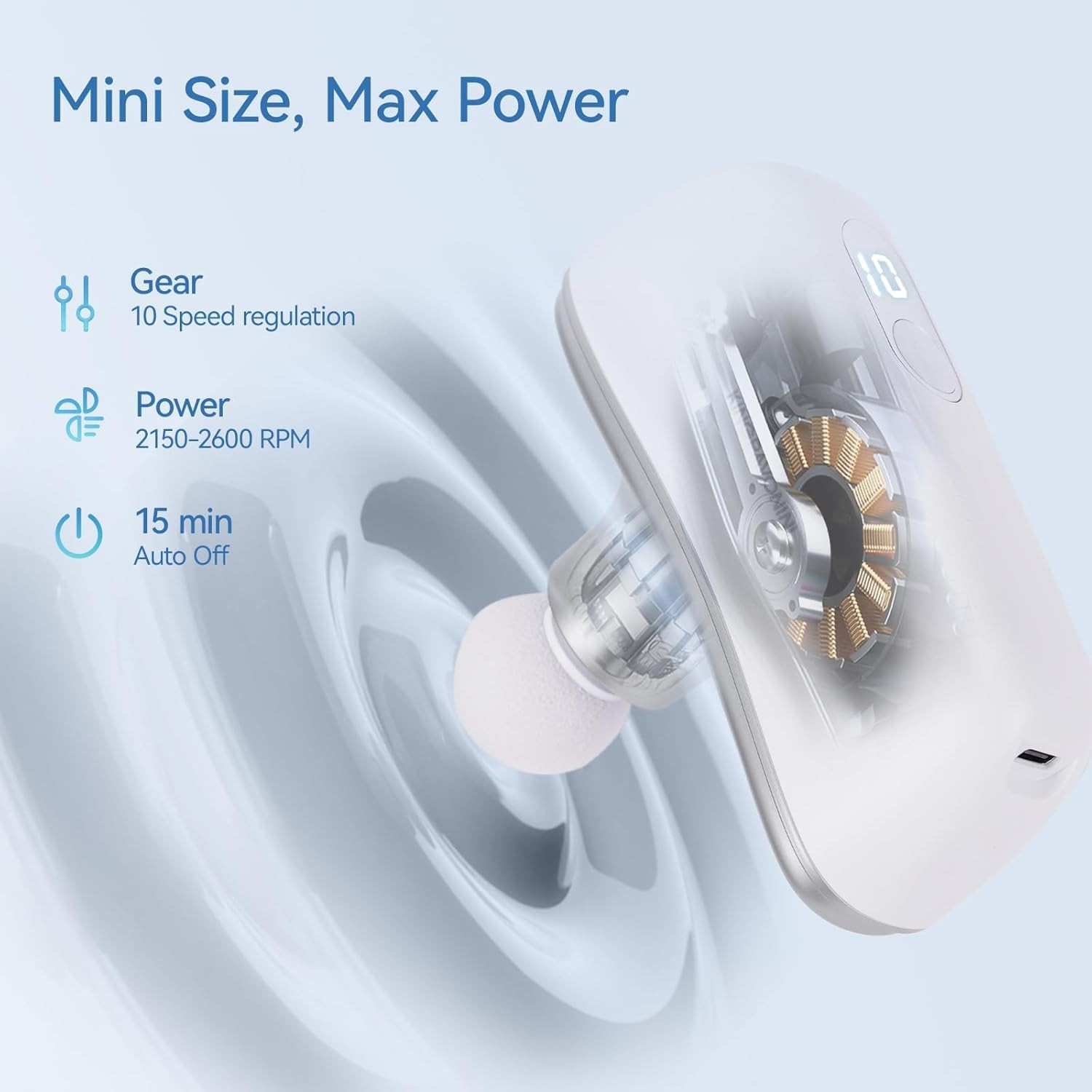 Mini Massage Gun: Pocket-Sized Percussion Massager with 10 Speeds & Storage Case