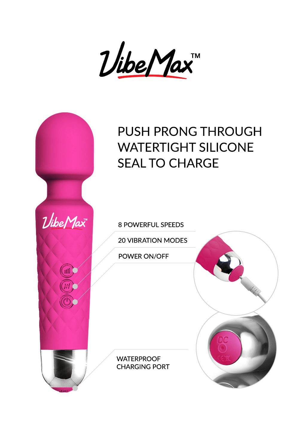 VibeMax Rechargeable Personal Massager – Powerful 1 Count (Pack of 1), Pink