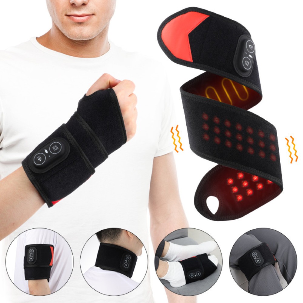Electric Wrist Massager Brace w/ Heat & Vibration for Carpal Tunnel, Arthritis
