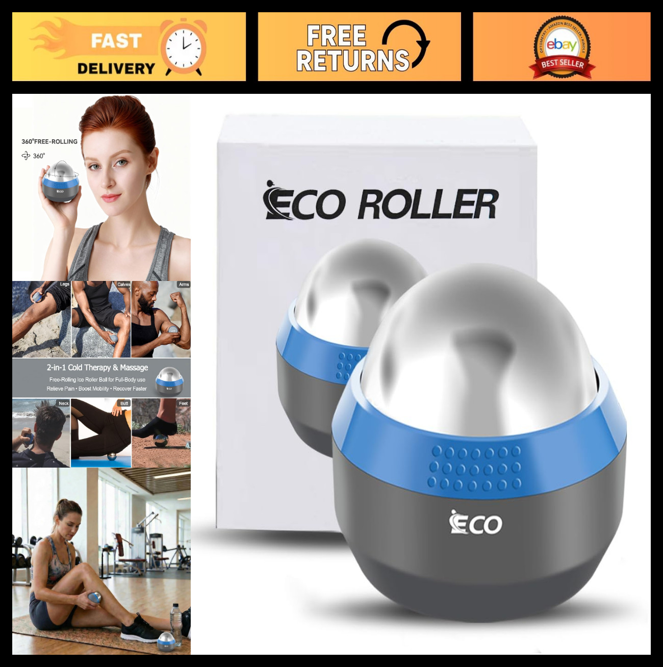 Cold Massage Roller Ball for Deep Tissue Relief, Ice Heat Therapy, Plantar Fasci