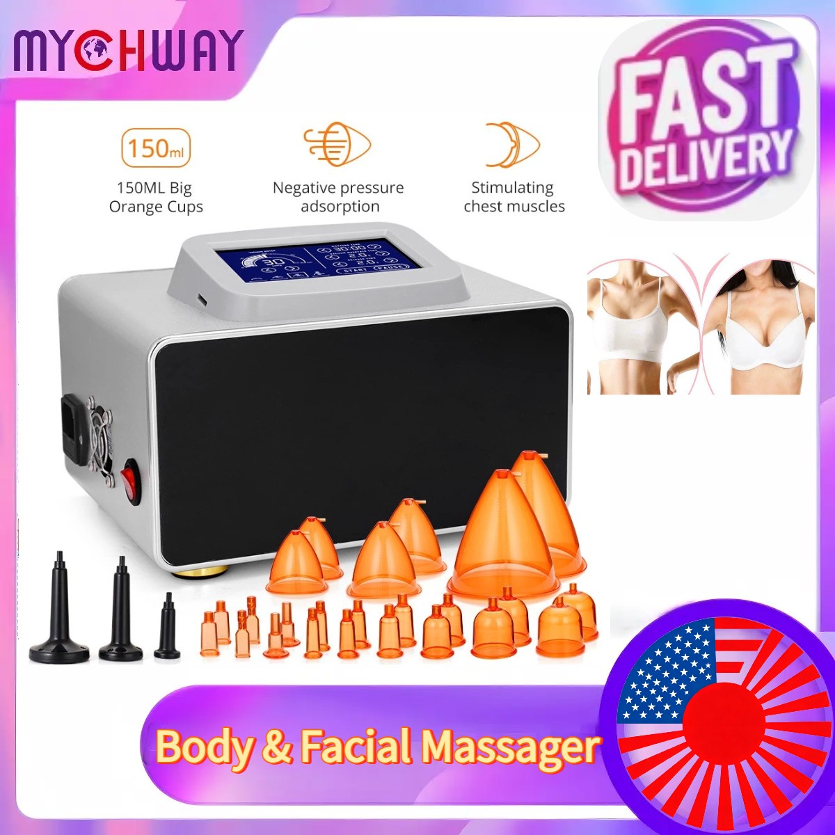 BBL 150ml Cups Breast Butt Enlargement Machine Body Massage Cupping Therapy USA