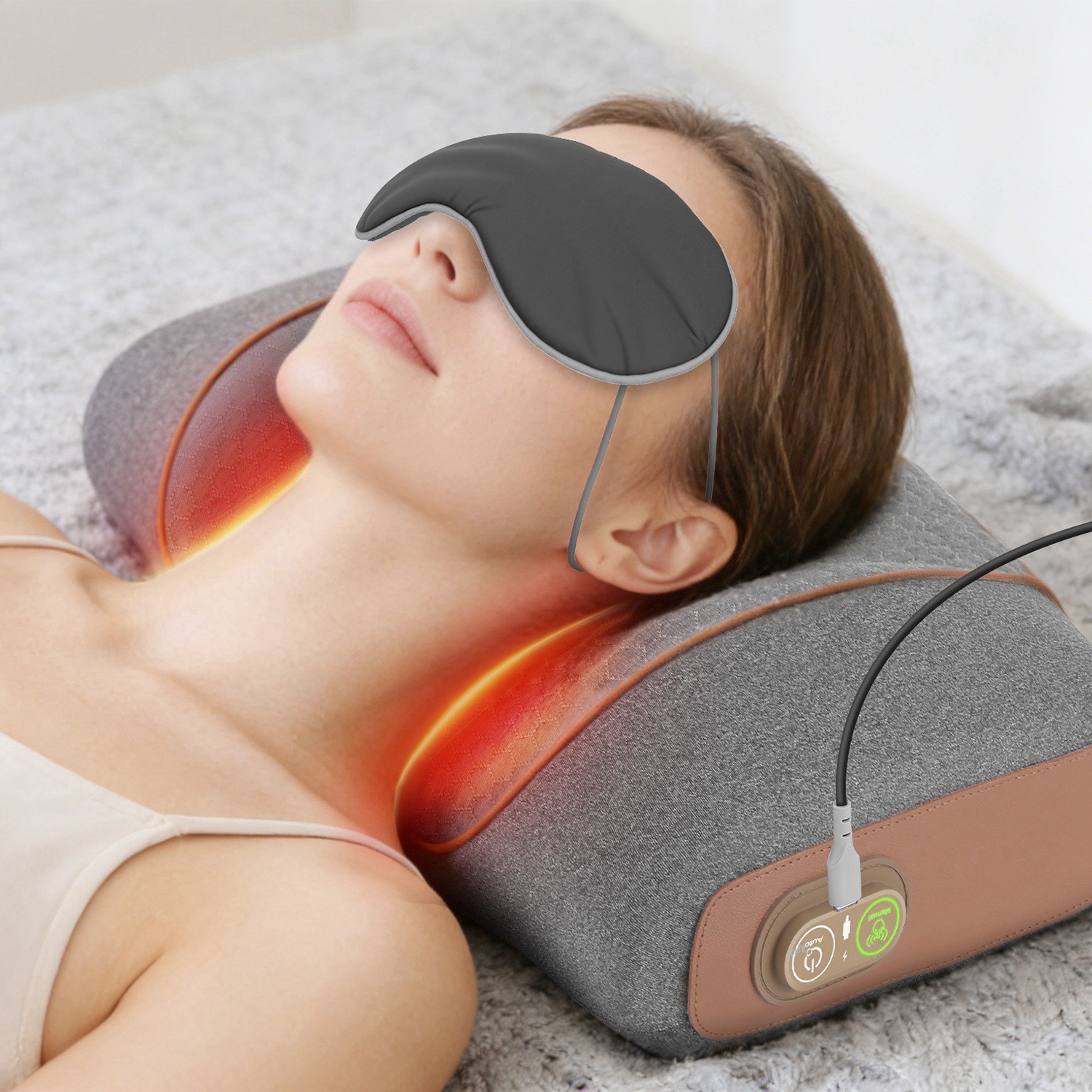 Electric Neck Massager Pillow Ergonomic &Heating Vibration Neck for Pain Relief