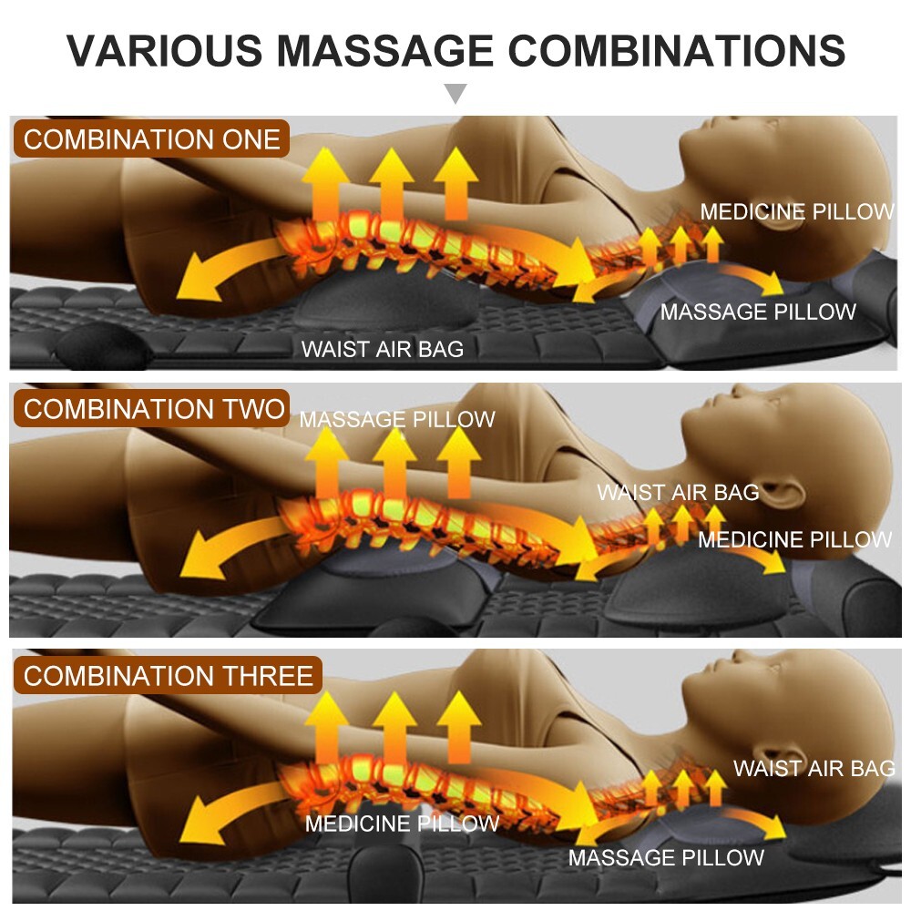 Full Body Vibration Electric Massage Mat Pad for Bed with Rotating Shiatsu