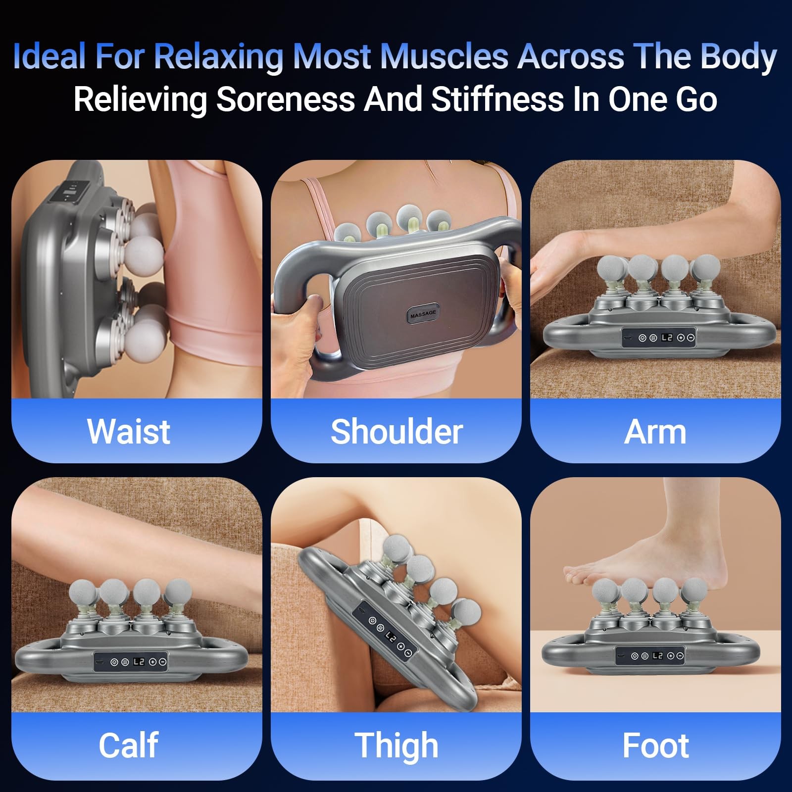 16 Head Deep Tissue Massage Gun 9 Modes 9 Levels Neck Back Pain Relief