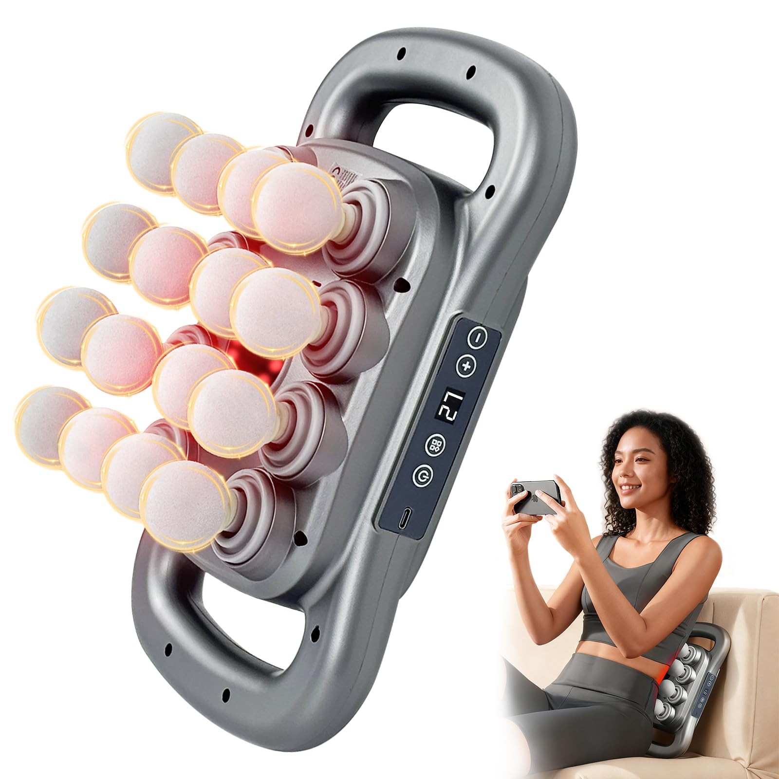 16 Head Deep Tissue Massage Gun 9 Modes 9 Levels Neck Back Pain Relief