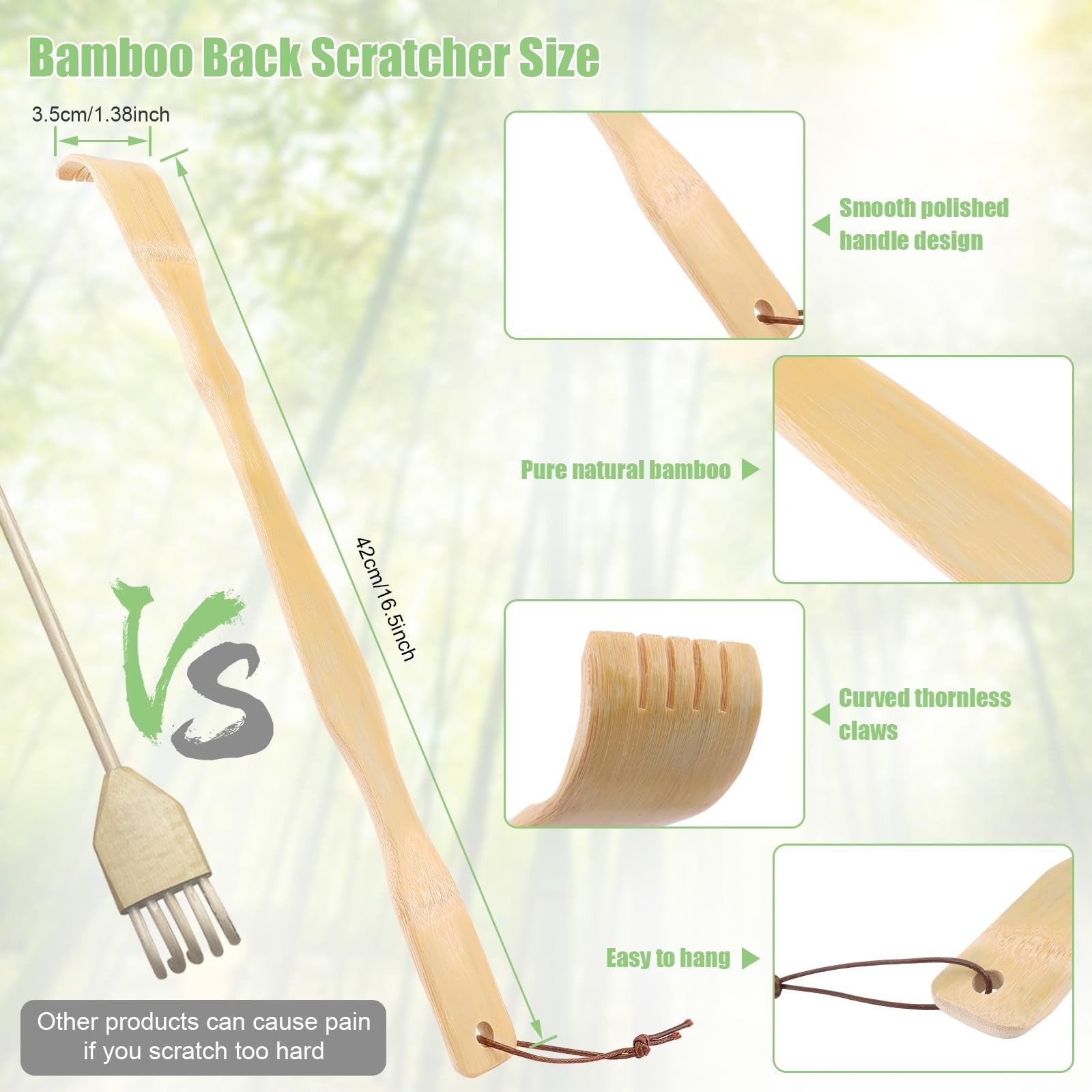 HOFASON 3 Pack Wooden Bamboo Back Scratcher for Adults Men Women, Gifts for S…