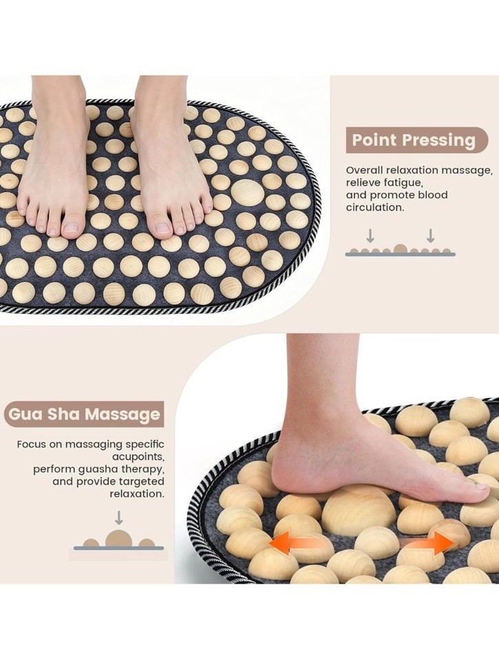 Feet Acupressure Mat, Wood Foldable Foot Massager Mat, Portable Pressure Point
