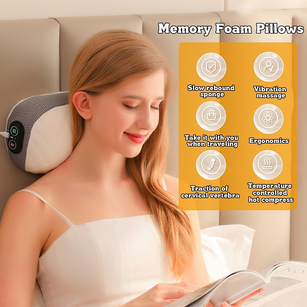 Electric Neck Massager Pillow, 3 Modes Pillow Traction Massager with Heat 2026
