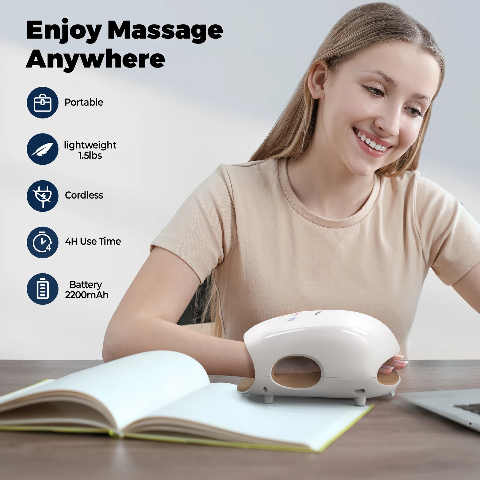 Cordless Hand Massager Heat 7 Massage Balls Air Compression Carpal Tunnel Arthri