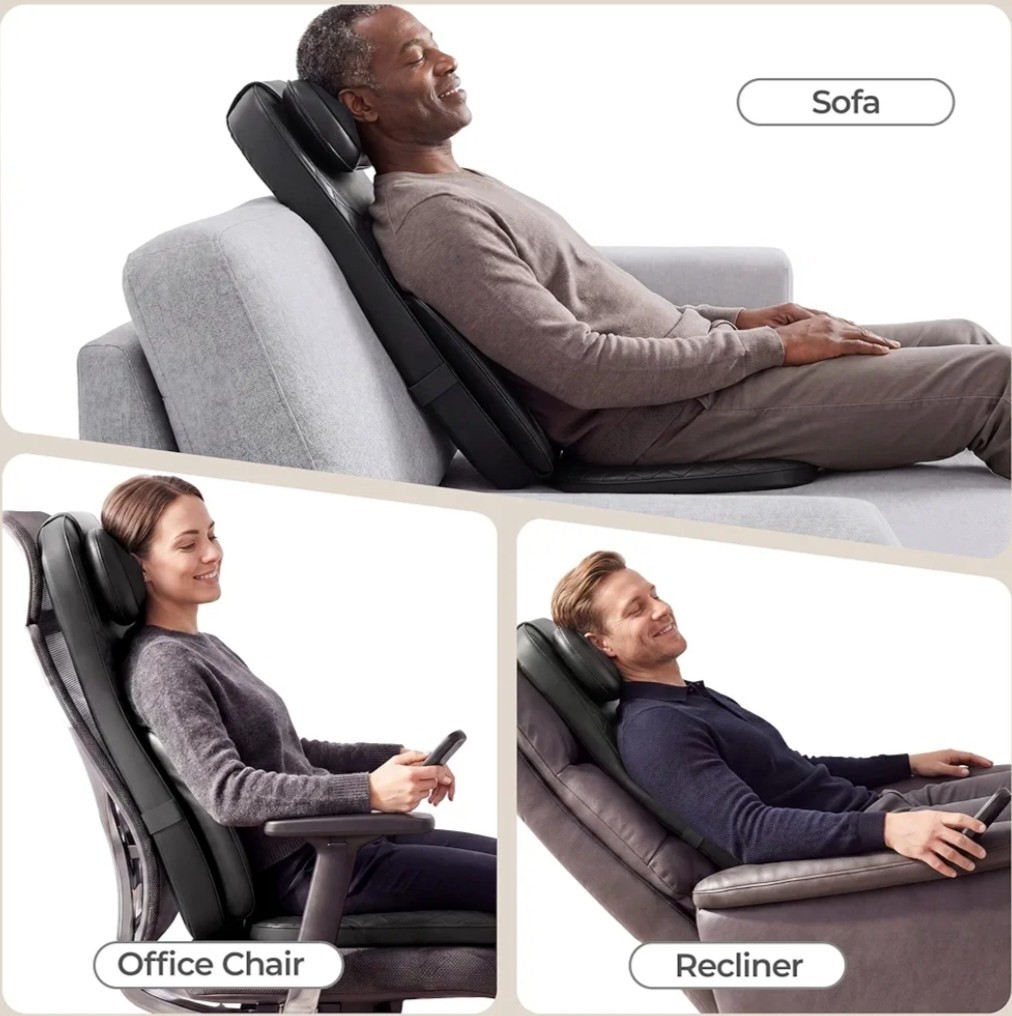 Massage Chair Pad, 3-in-1 Shiatsu Neck and Back Massager Cushion with Heat.