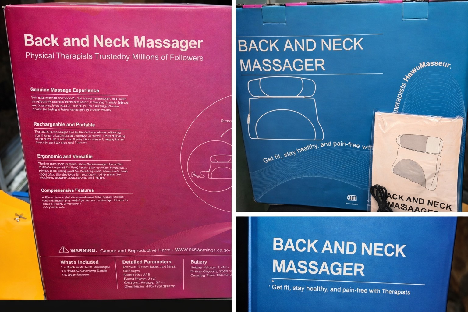 Wireless Back & Neck Massager With Heat And Three Massage Styles And Variations