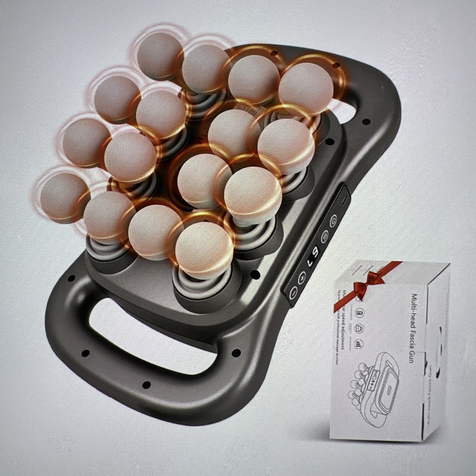 Deep Tissue Massager – 16 Heads, 9 Levels, Red Light, 2600mAh, 28,000 times/min